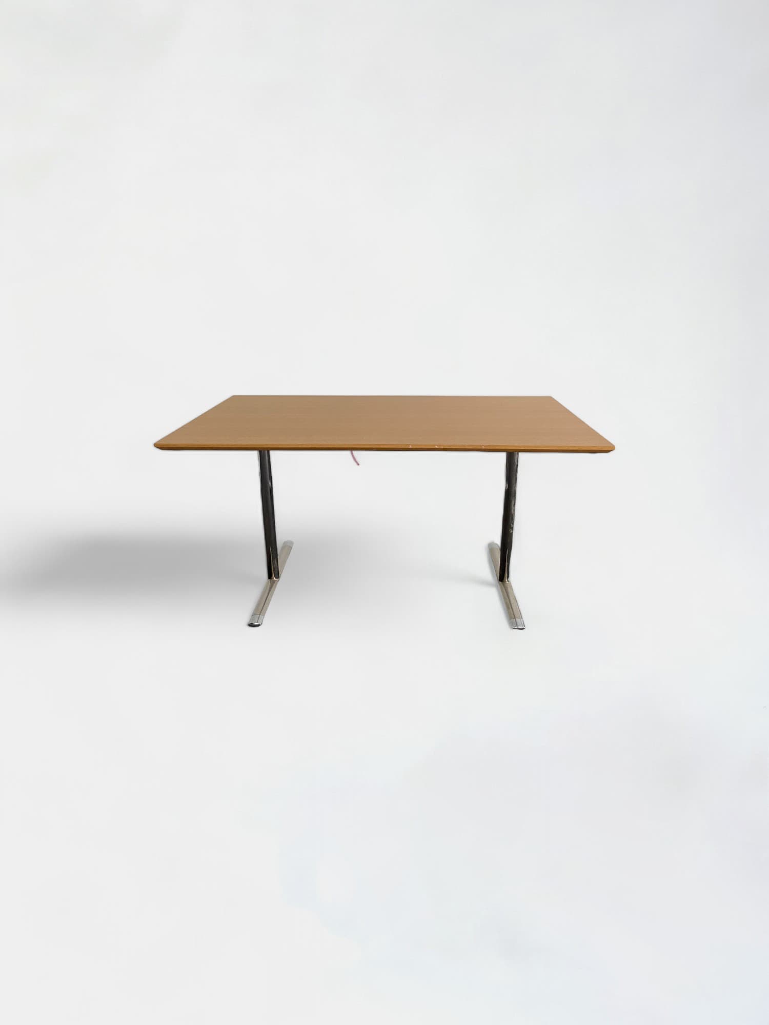 HOWE Foldable Natural Oak Finish Metal Office Desk with Sturdy Silver Legs without top access-1