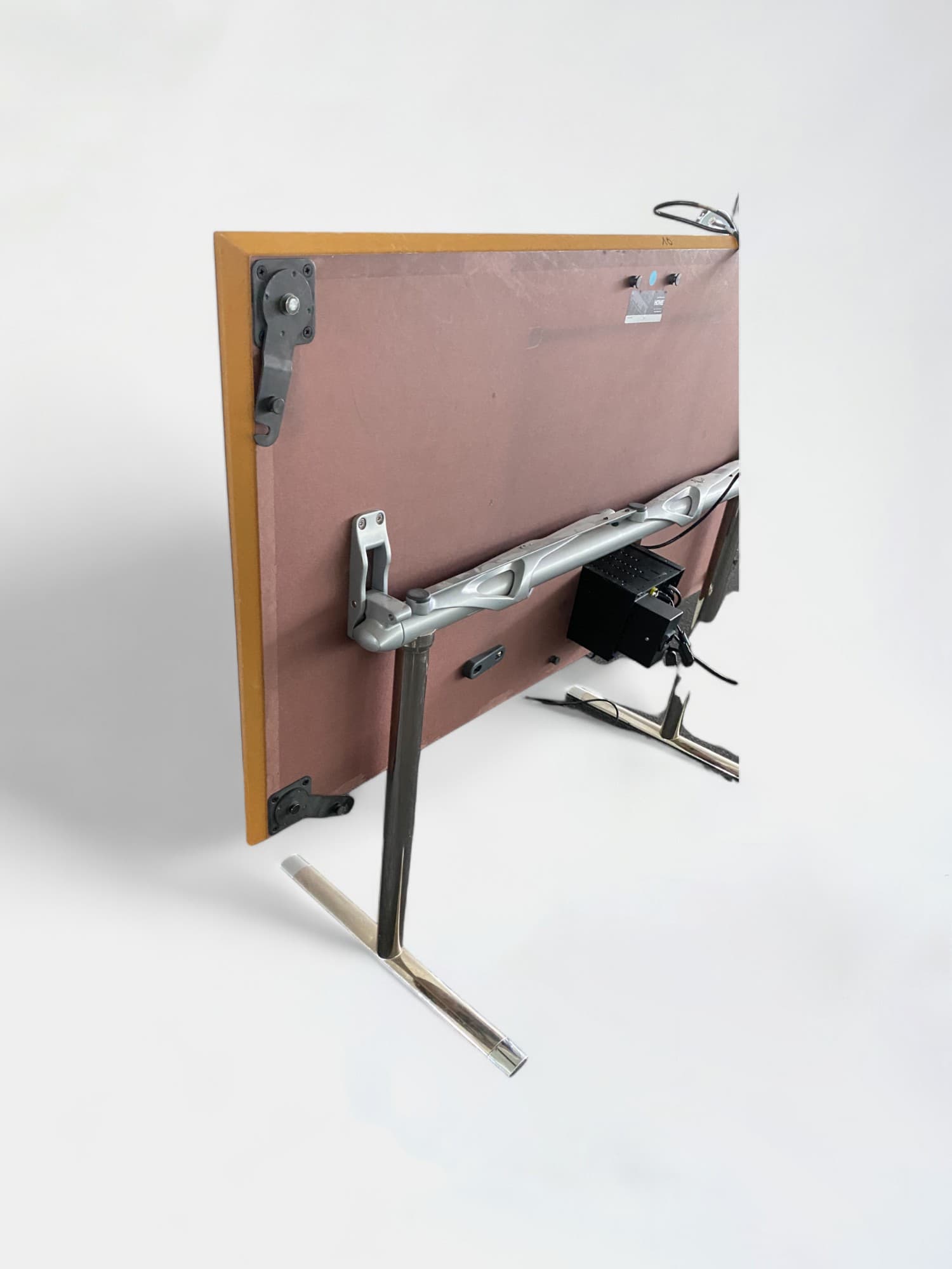 HOWE Foldable Natural Oak Finish Metal Office Desk with Sturdy Silver Legs without top access-4