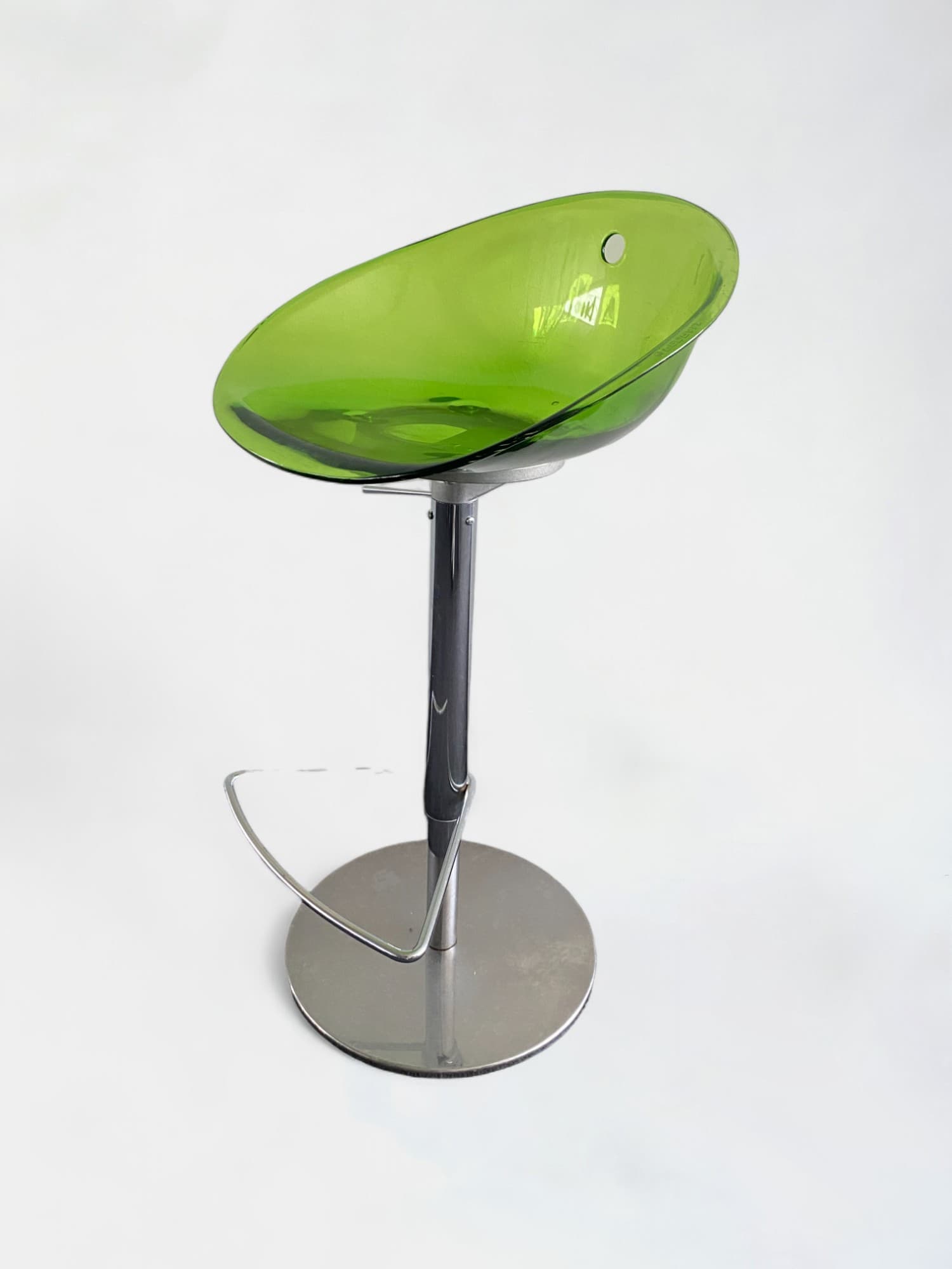Pedrali Lime Green Acrylic Bar Stool with Adjustable Chrome Base-0