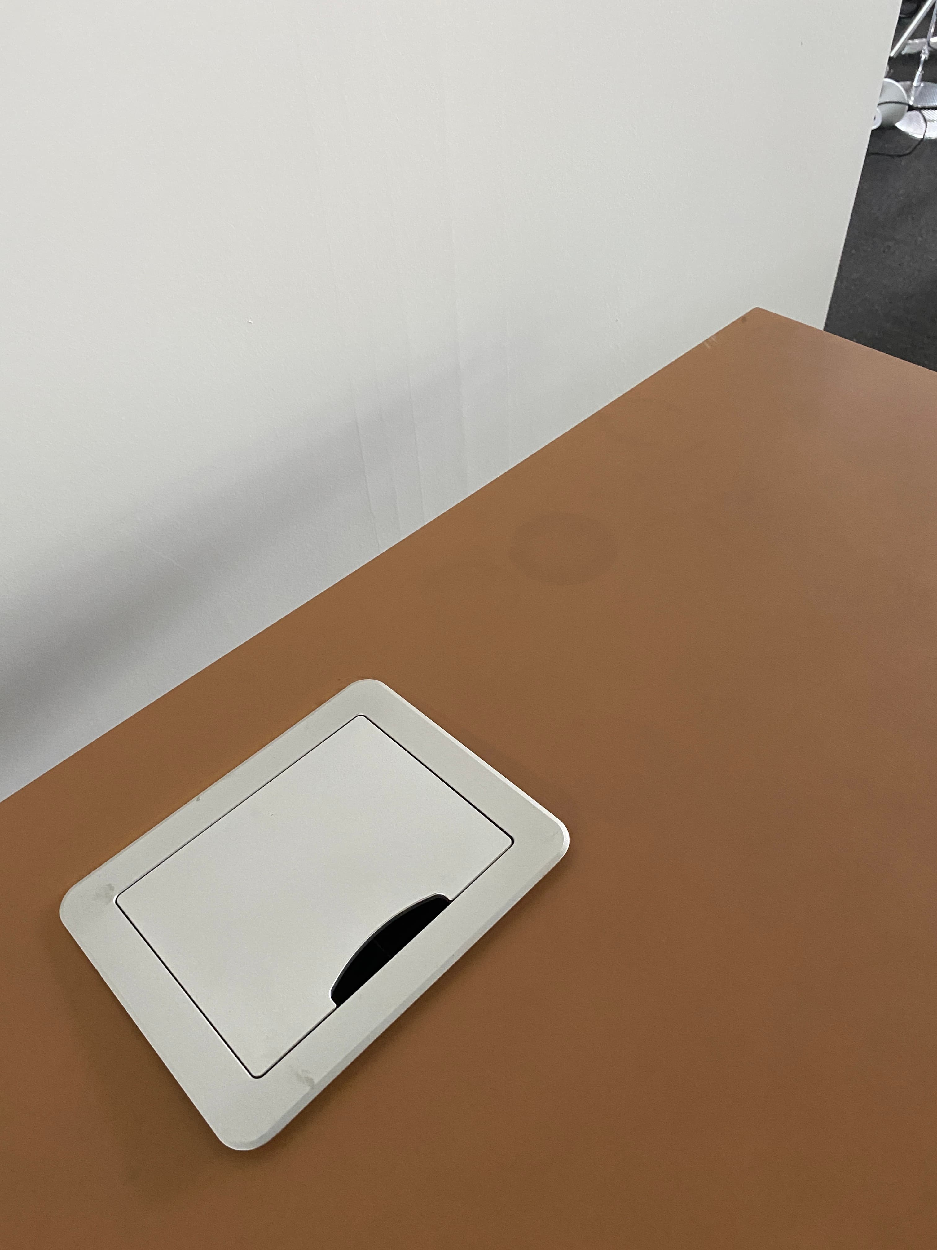 HOWE Foldable Natural Oak Finish Metal Office Desk with Sturdy Silver Legs with top access-3