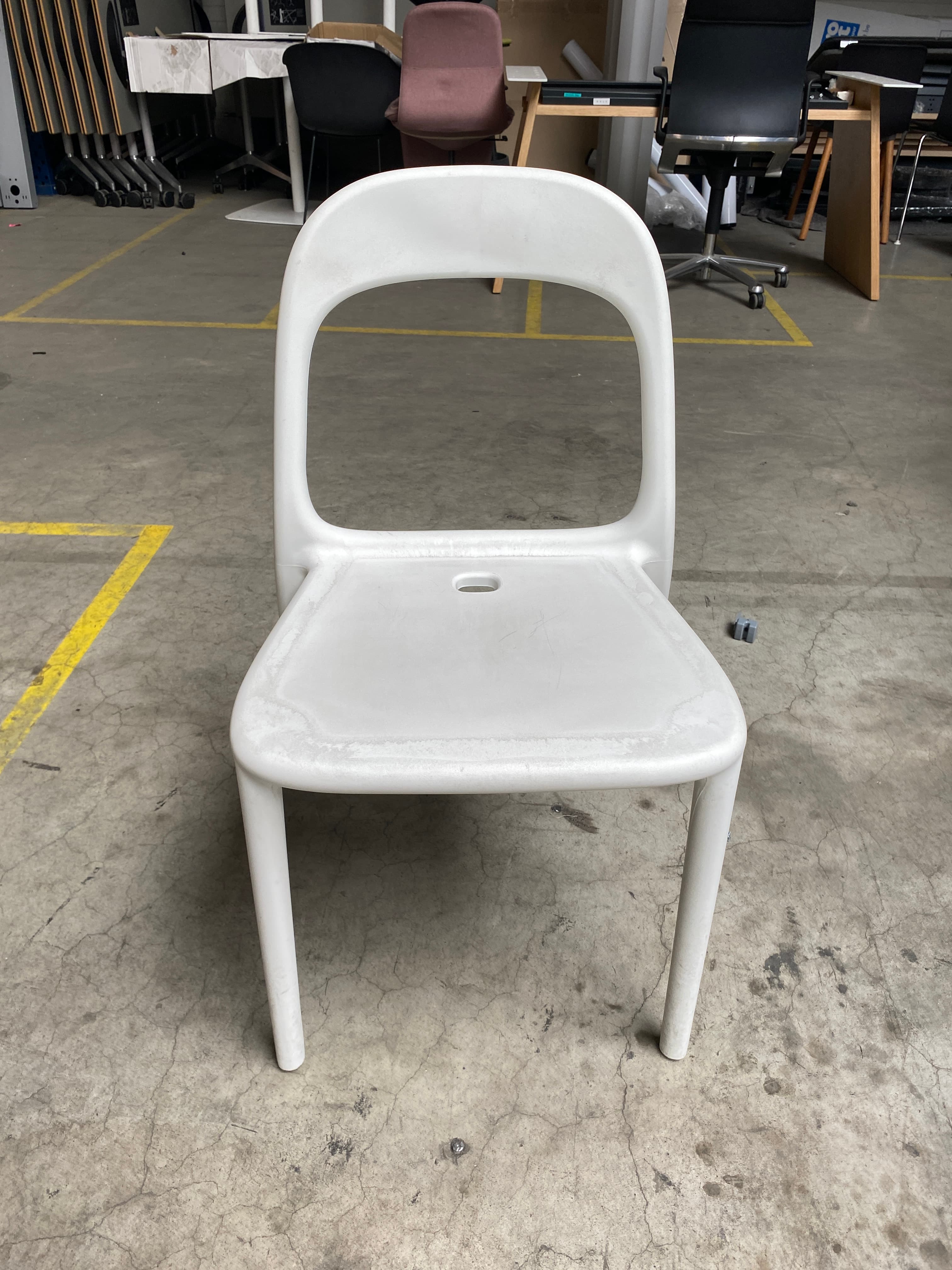 ikea urban White Plastic Chair with Ergonomic Backrest and Integrated Handle-1