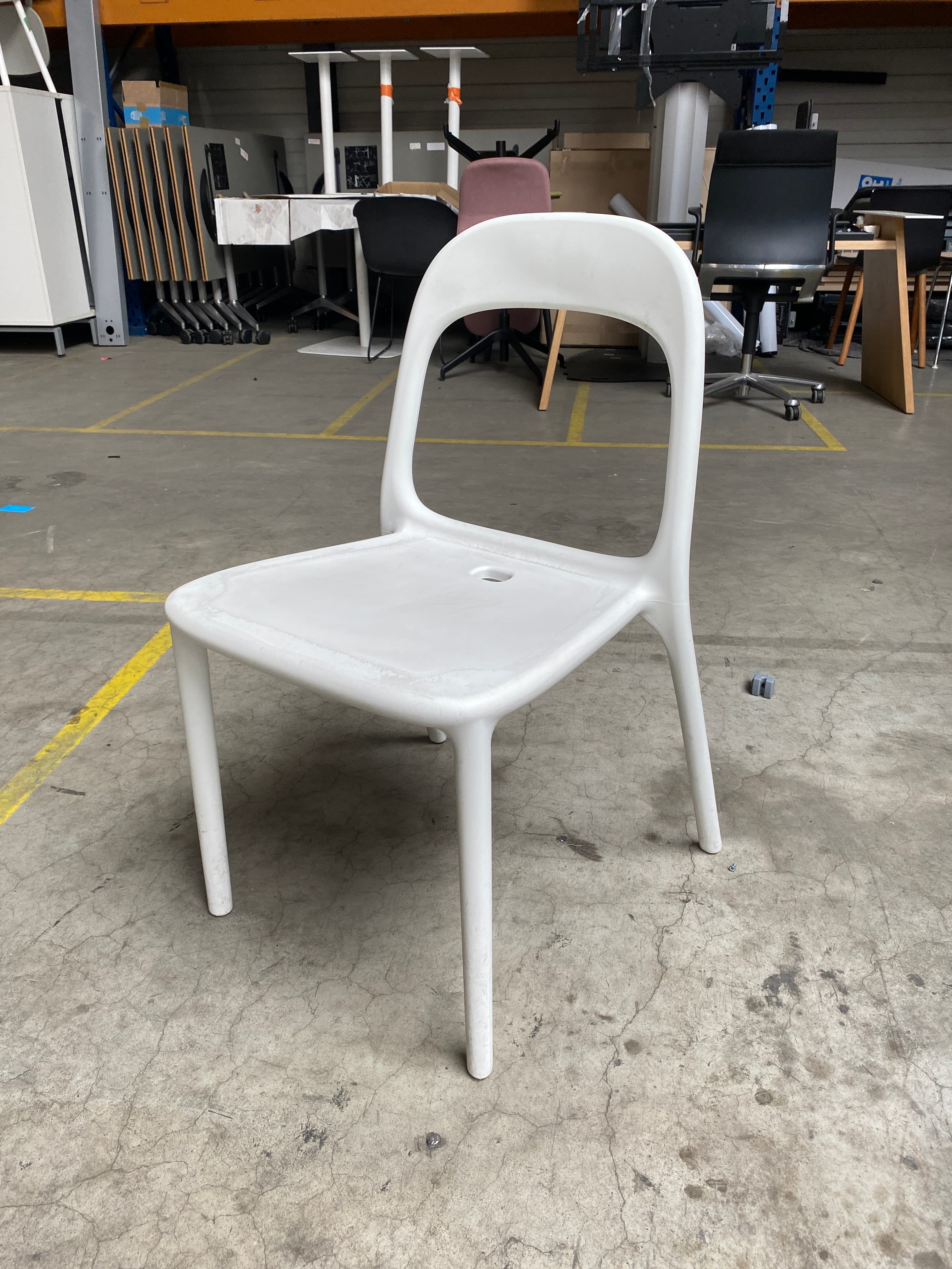ikea urban White Plastic Chair with Ergonomic Backrest and Integrated Handle-0