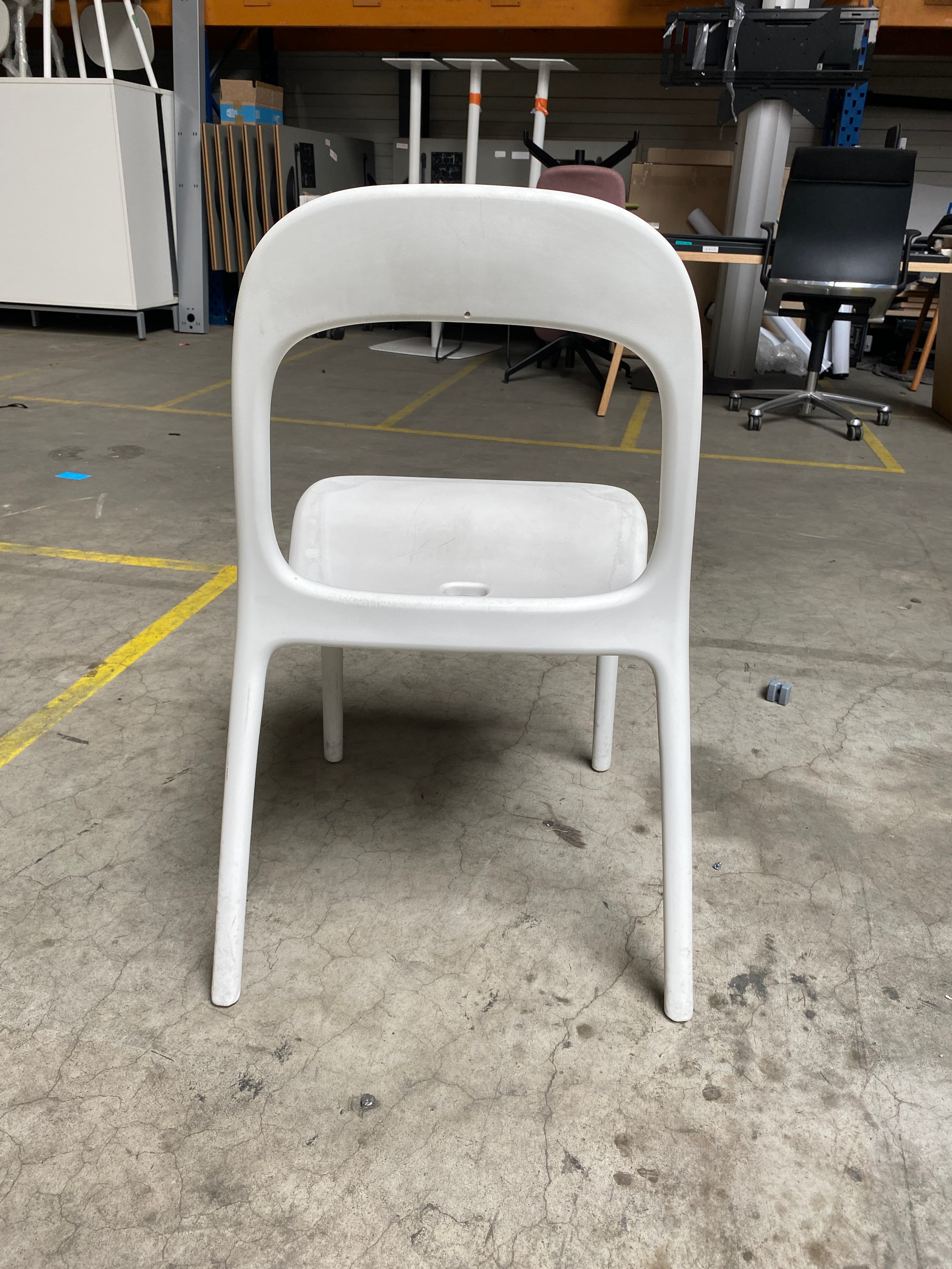 ikea urban White Plastic Chair with Ergonomic Backrest and Integrated Handle-2