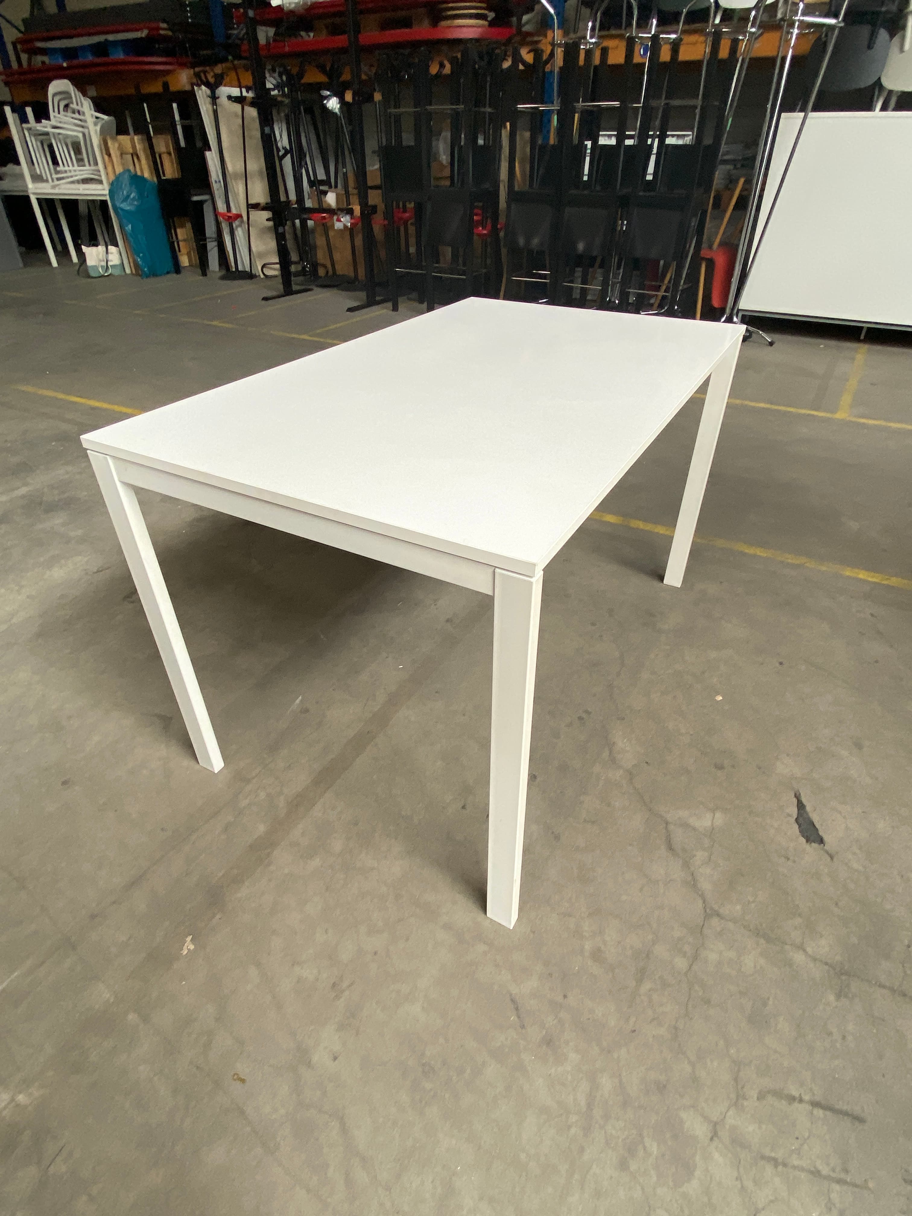 Ikea White Metal Frame Office Desk with Modern Minimalist Design-2