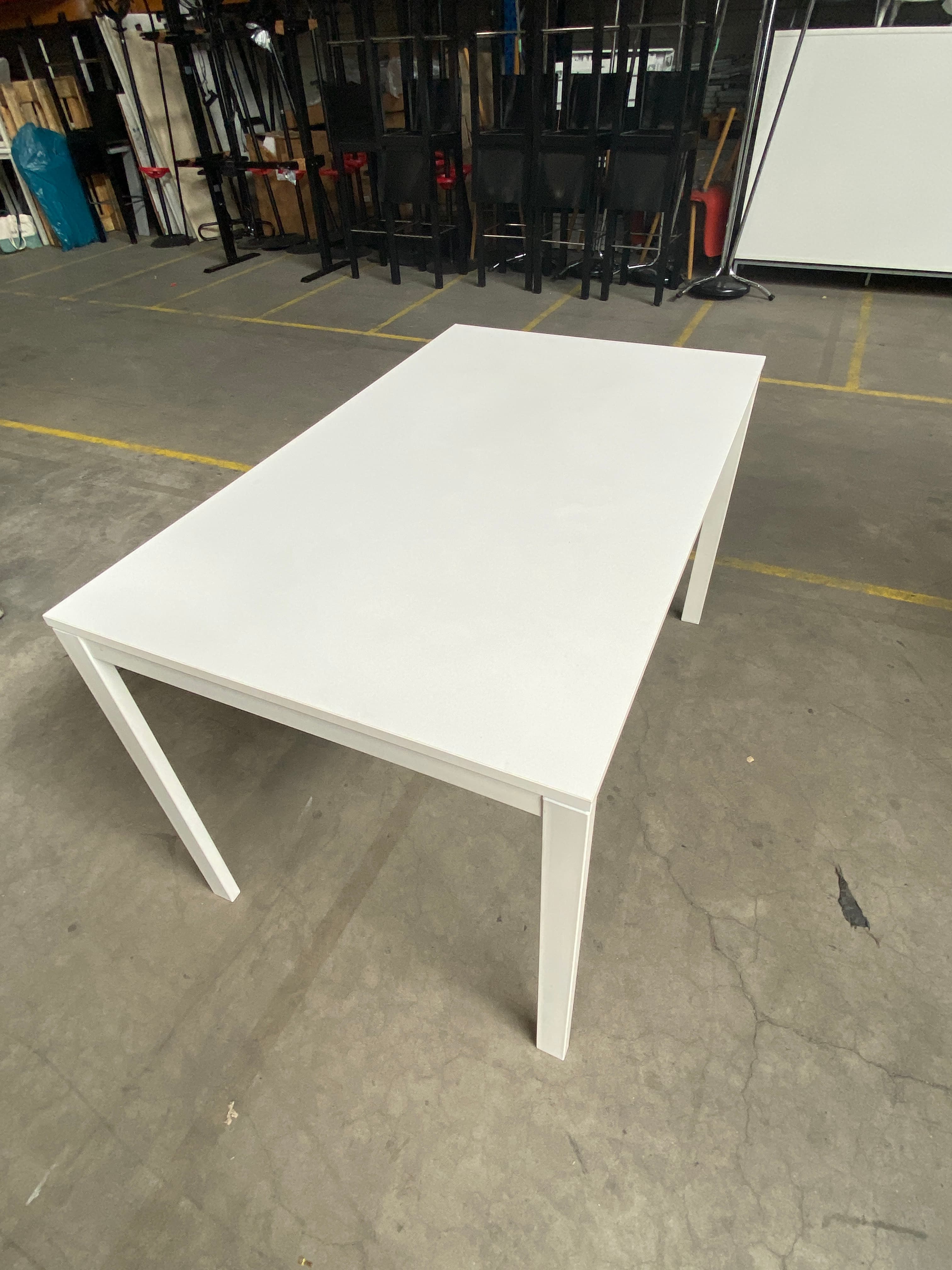 Ikea White Metal Frame Office Desk with Modern Minimalist Design-1