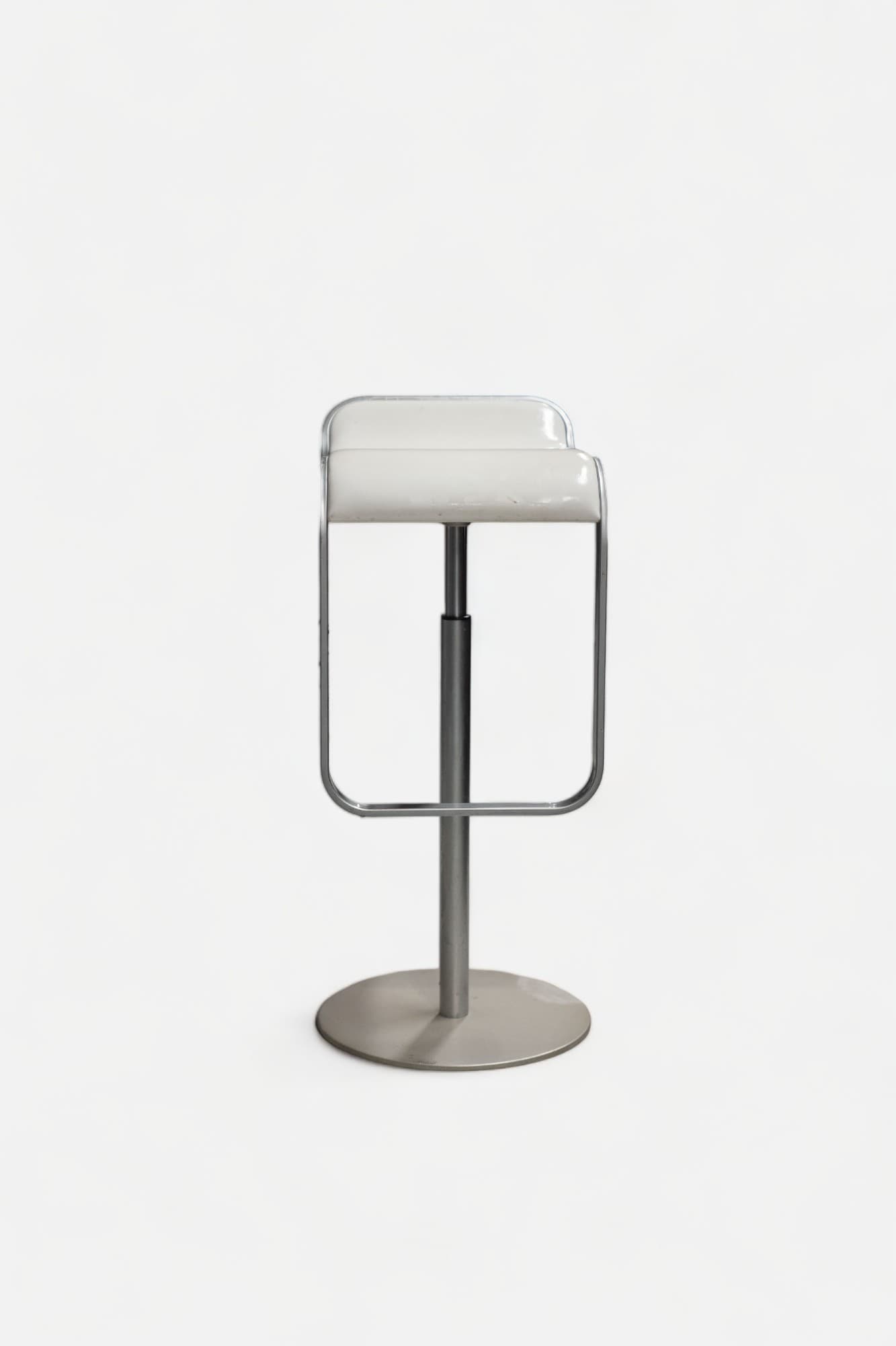 Lapalma Lem Wit lederen verstelbare kruk op grijze poten-2