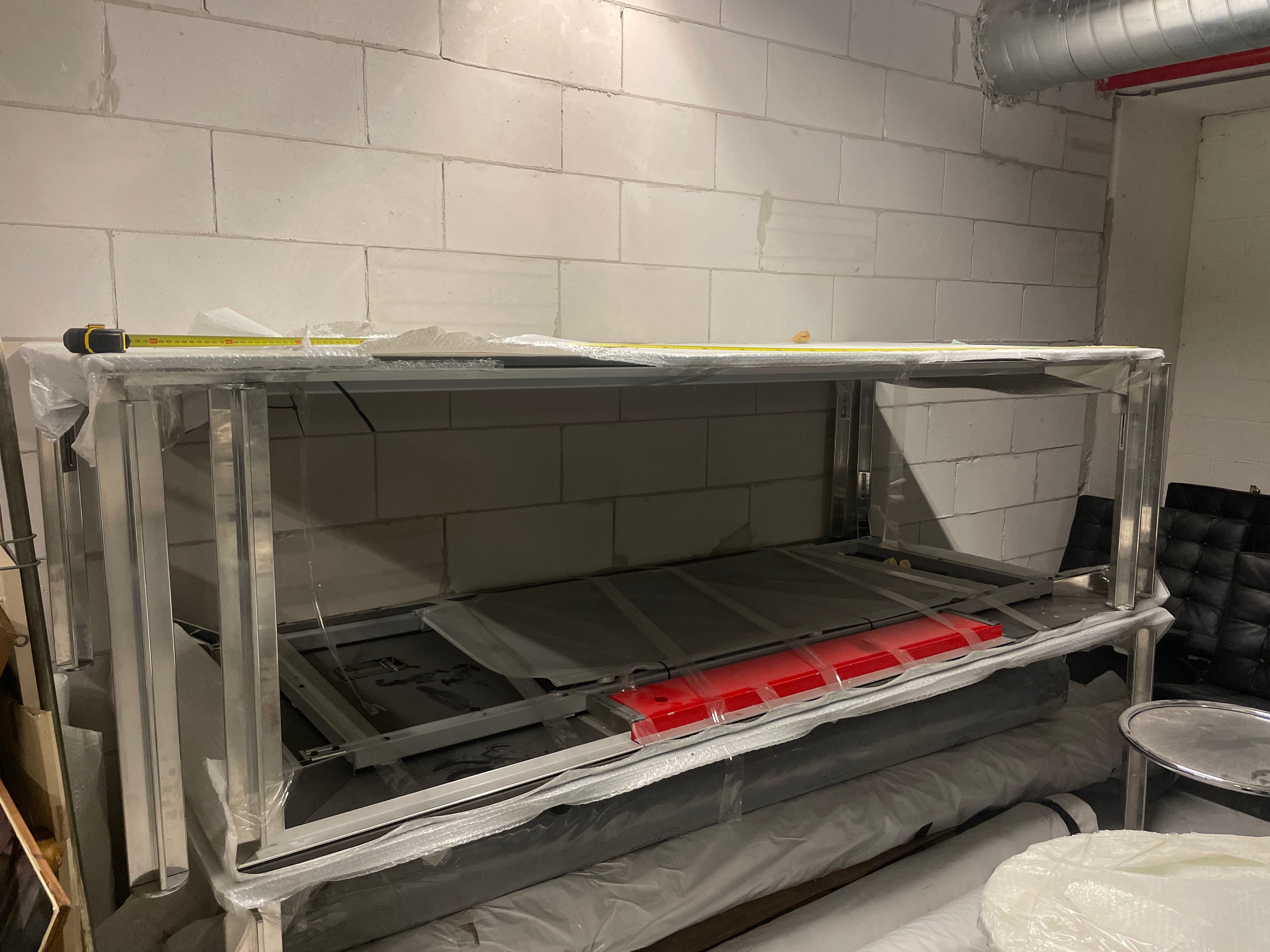 Bulo Meeting table leather top and top access on chromed legs-4