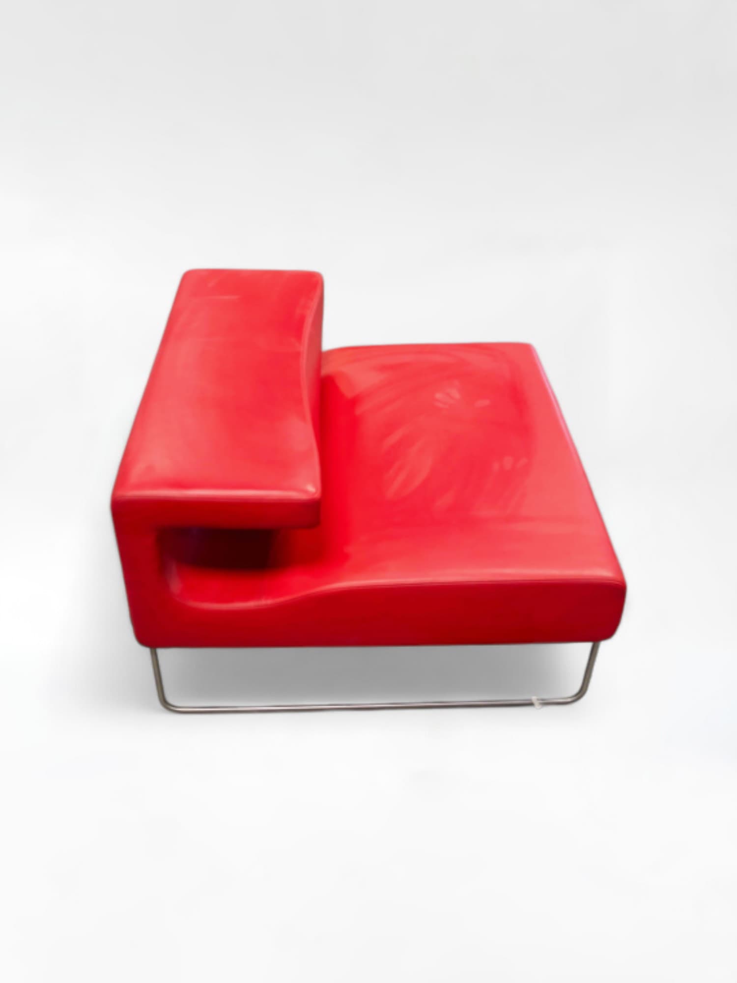 Lowseat armchair in red leather by Patricia Urquiola for Moroso, 1999-1