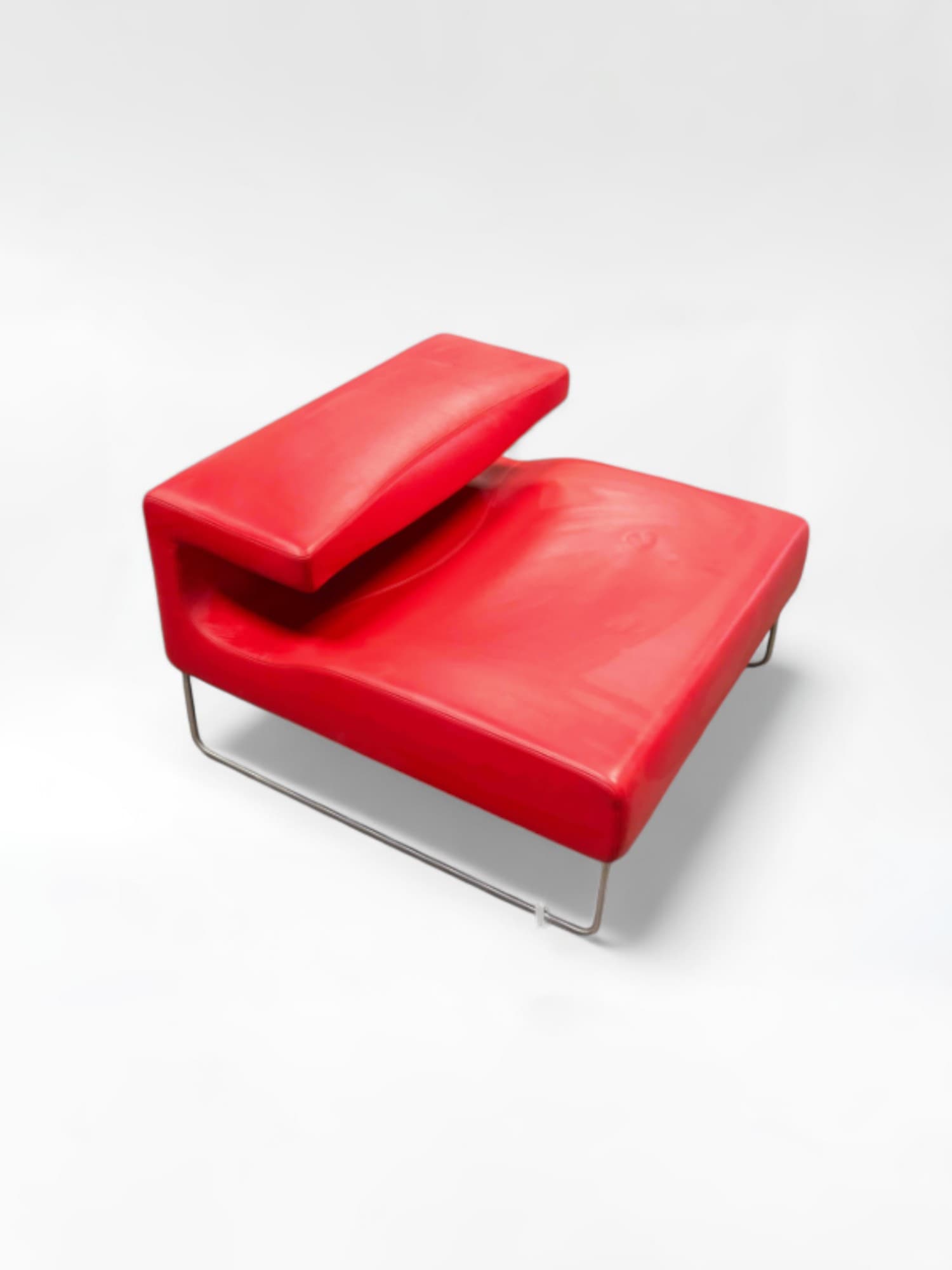 Lowseat armchair in red leather by Patricia Urquiola for Moroso, 1999-0