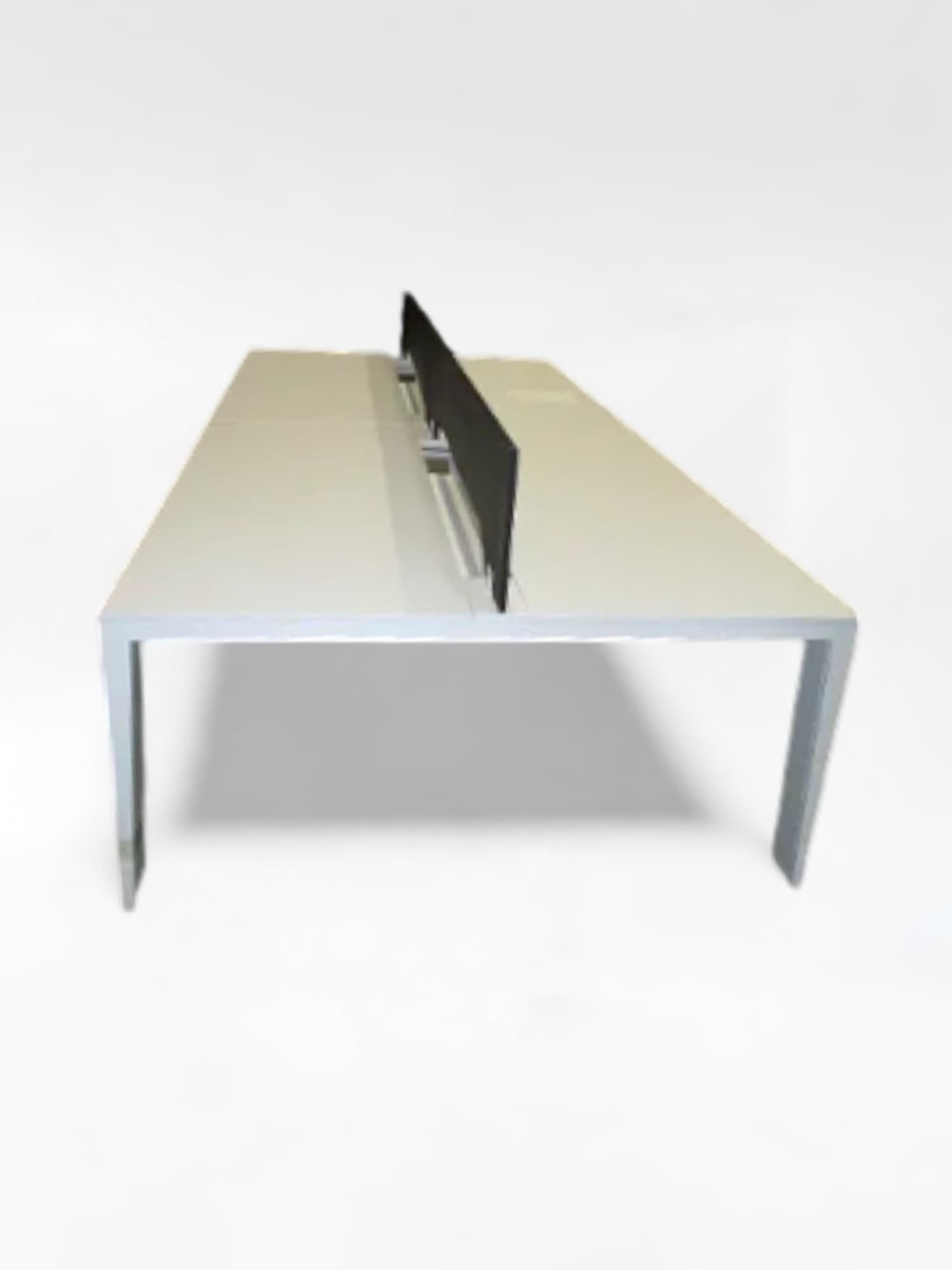 Famo Mahia White metal 4 person desk with partition 320cm without divider-0