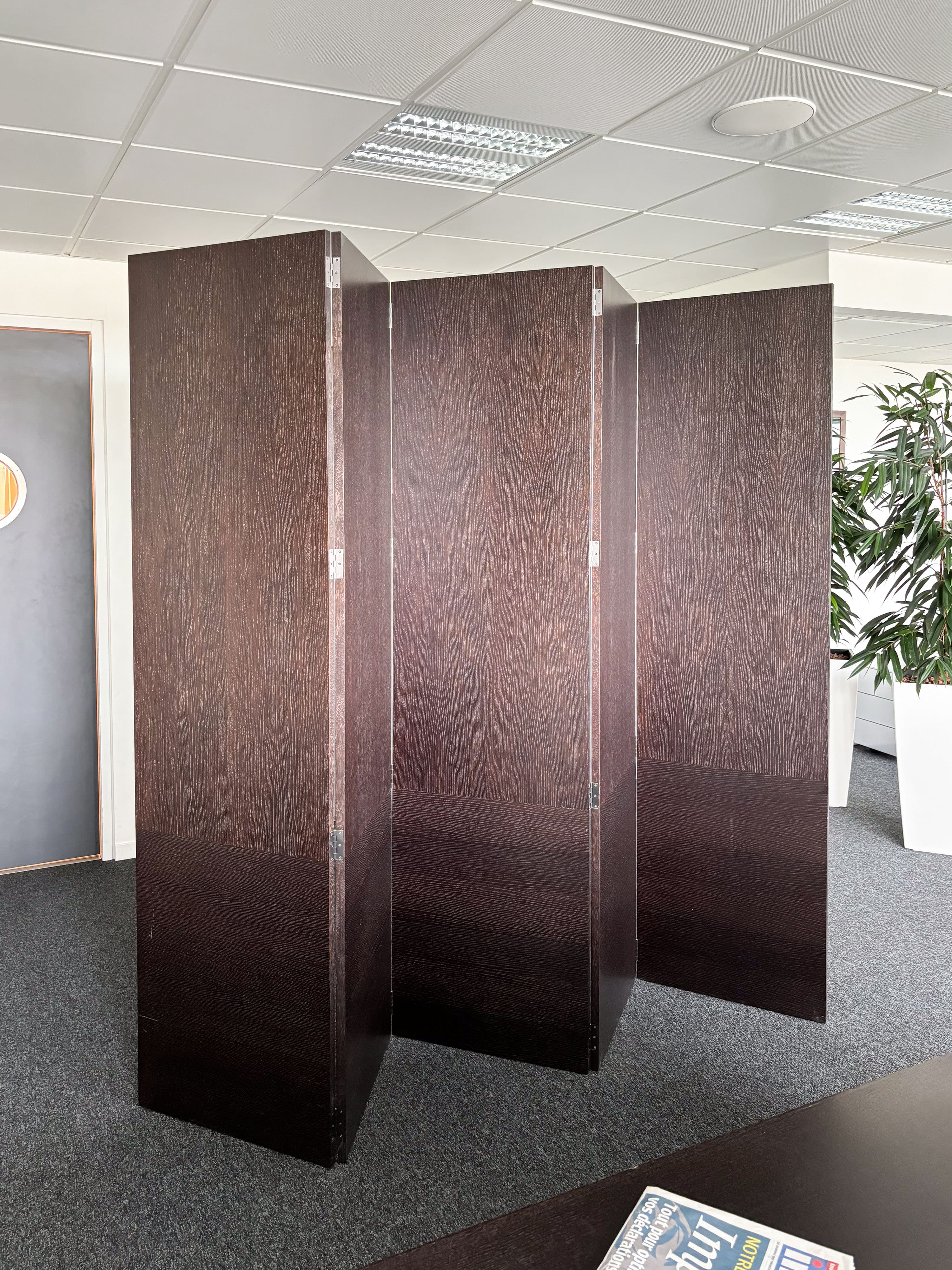 Donkerbruin houten kamerscherm-1