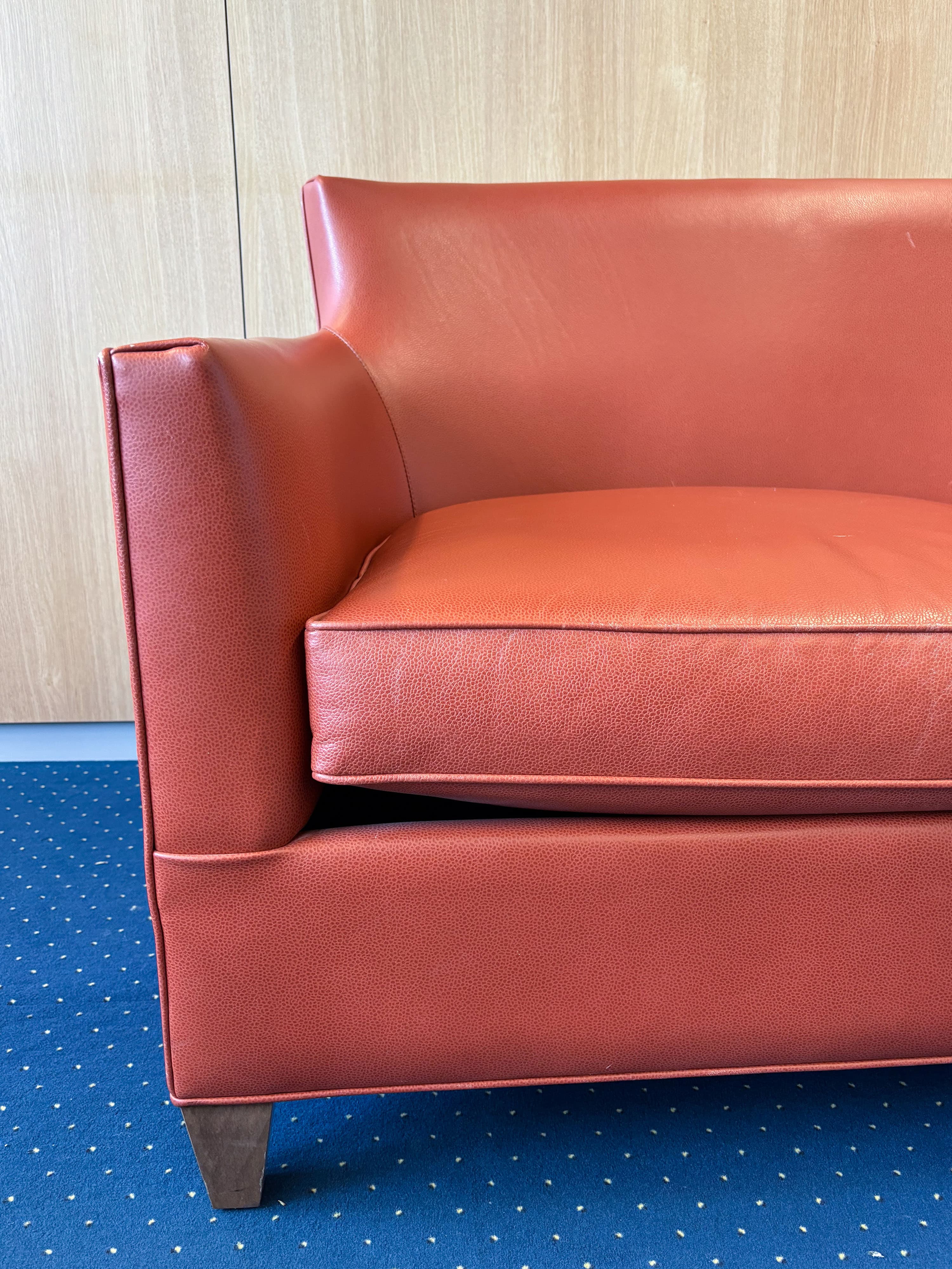 Orange Leather Sofa with Streamlined Modern Design-2
