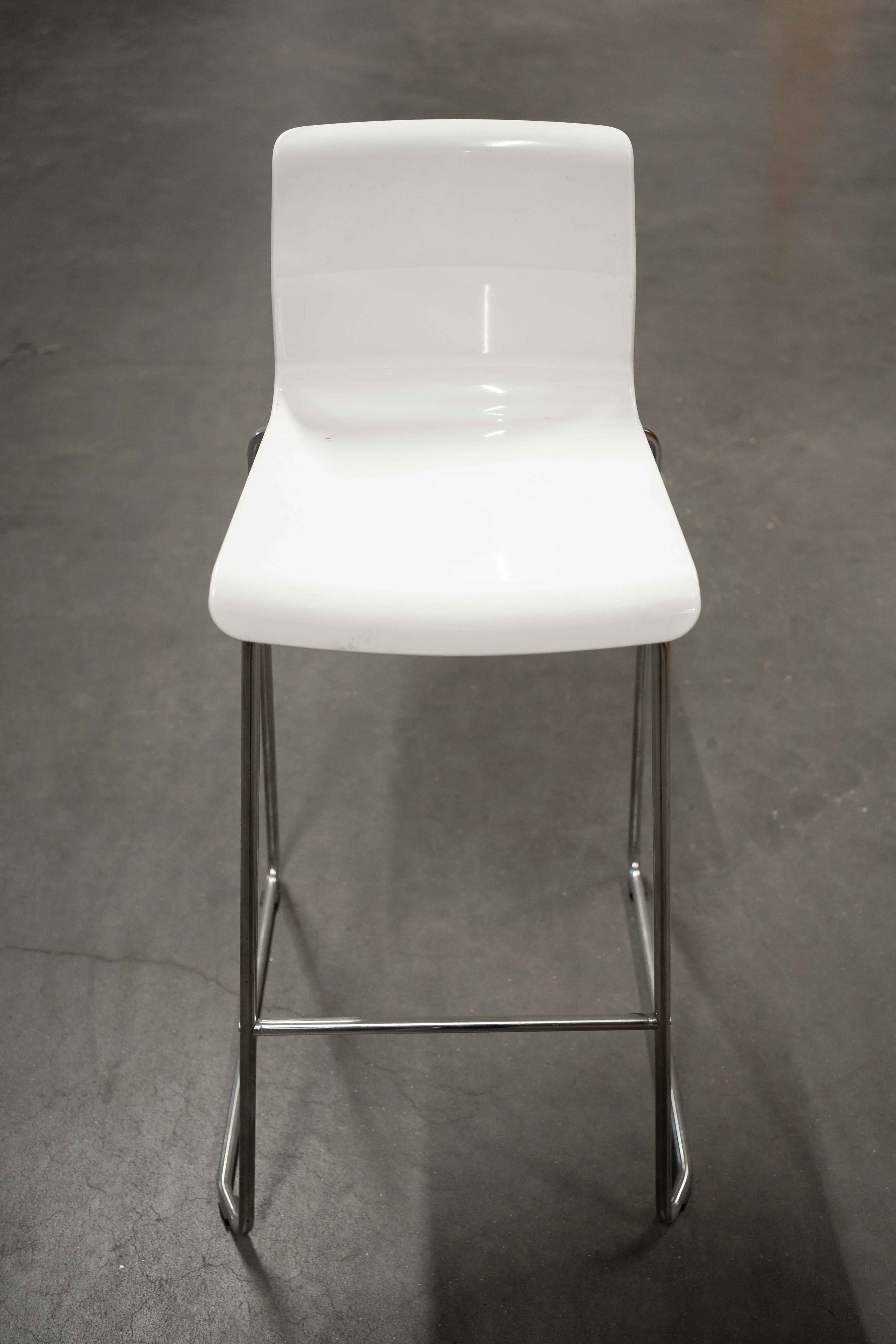 White high plastic chair with metal frame-3