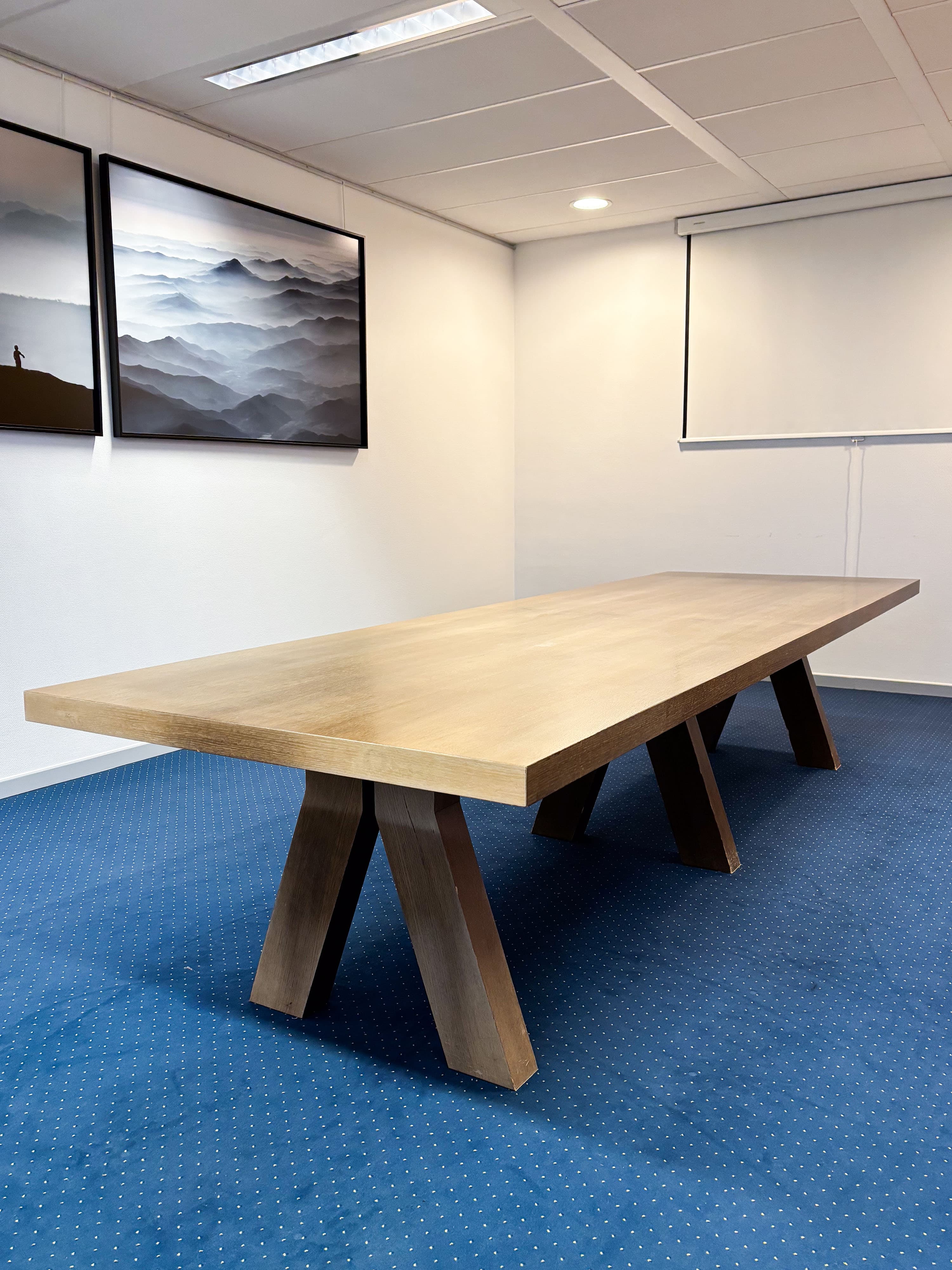 340cm natural Oak Wood Conference Table with Modern Sturdy Base-2