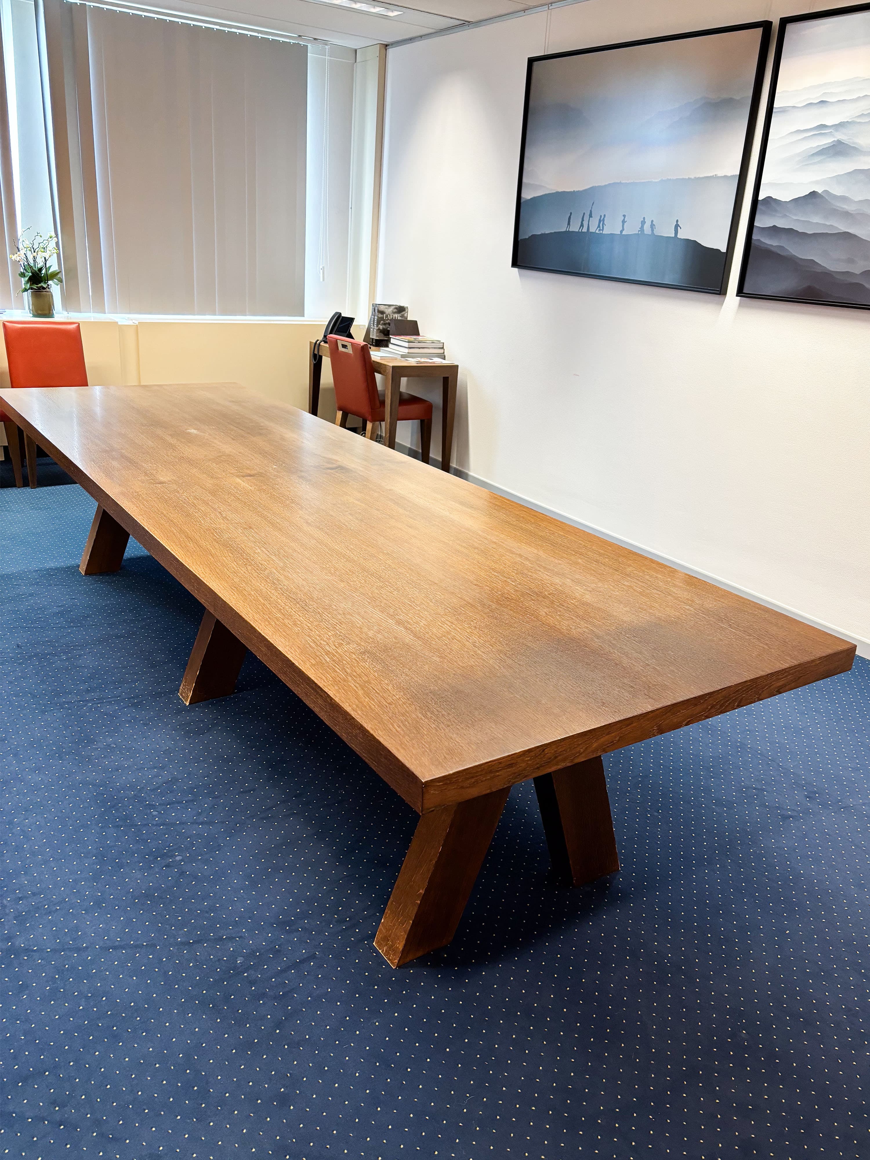 340cm natural Oak Wood Conference Table with Modern Sturdy Base-0