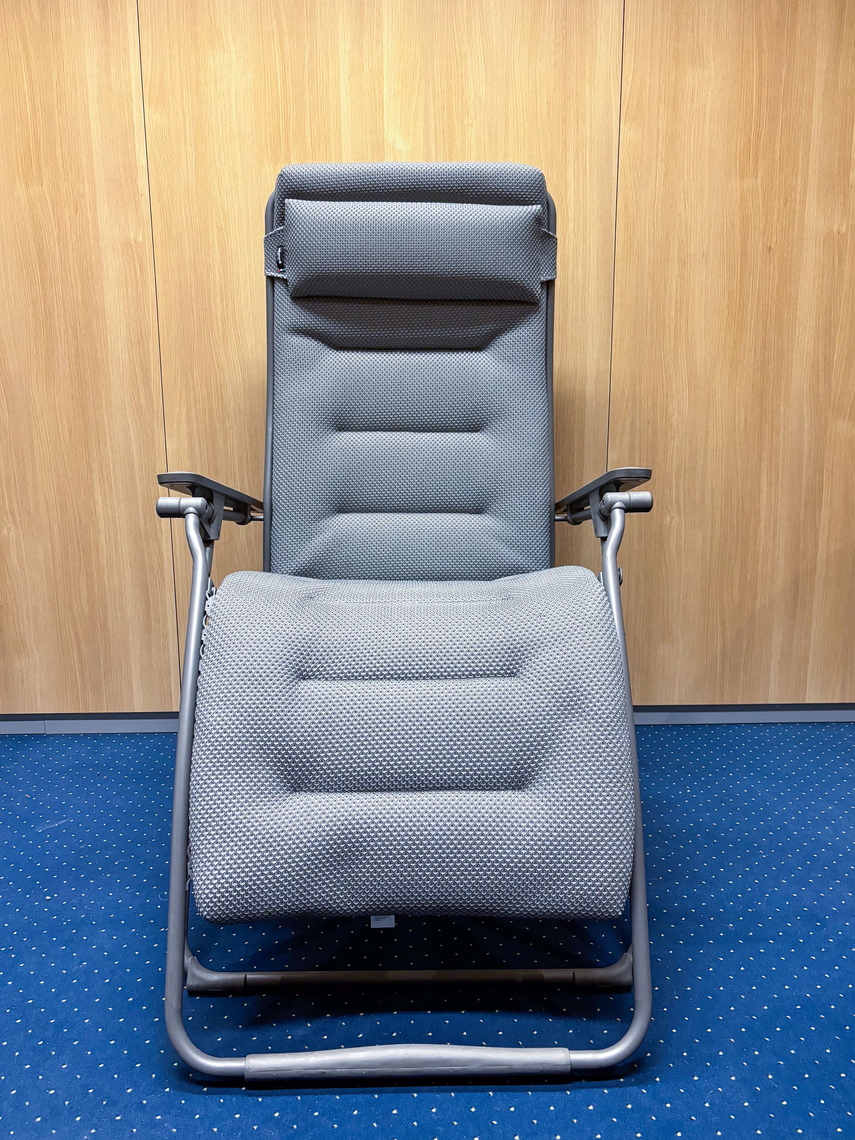 Lafuma Grey Fabric Reclining Chair with Adjustable Armrests and Headrest-3