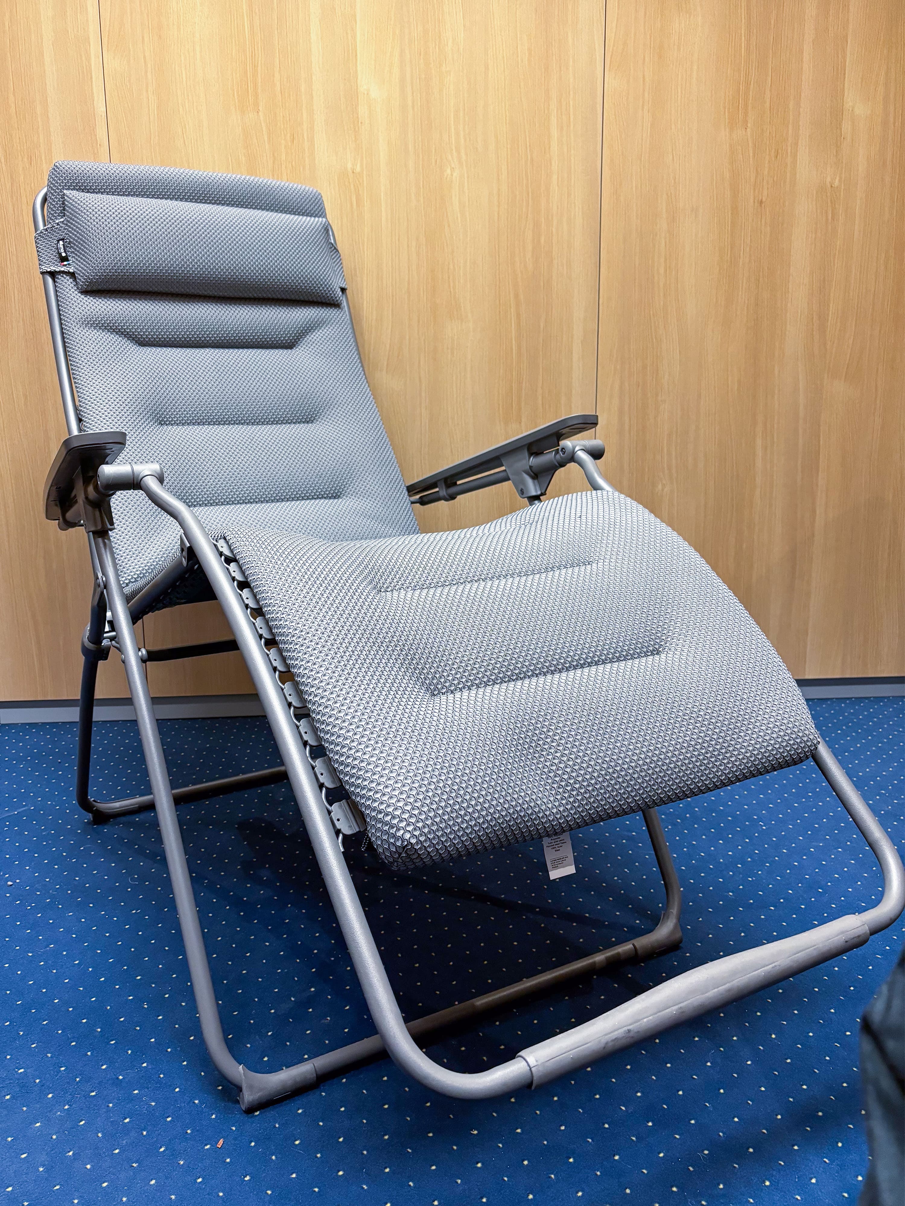 Lafuma Grey Fabric Reclining Chair with Adjustable Armrests and Headrest-5