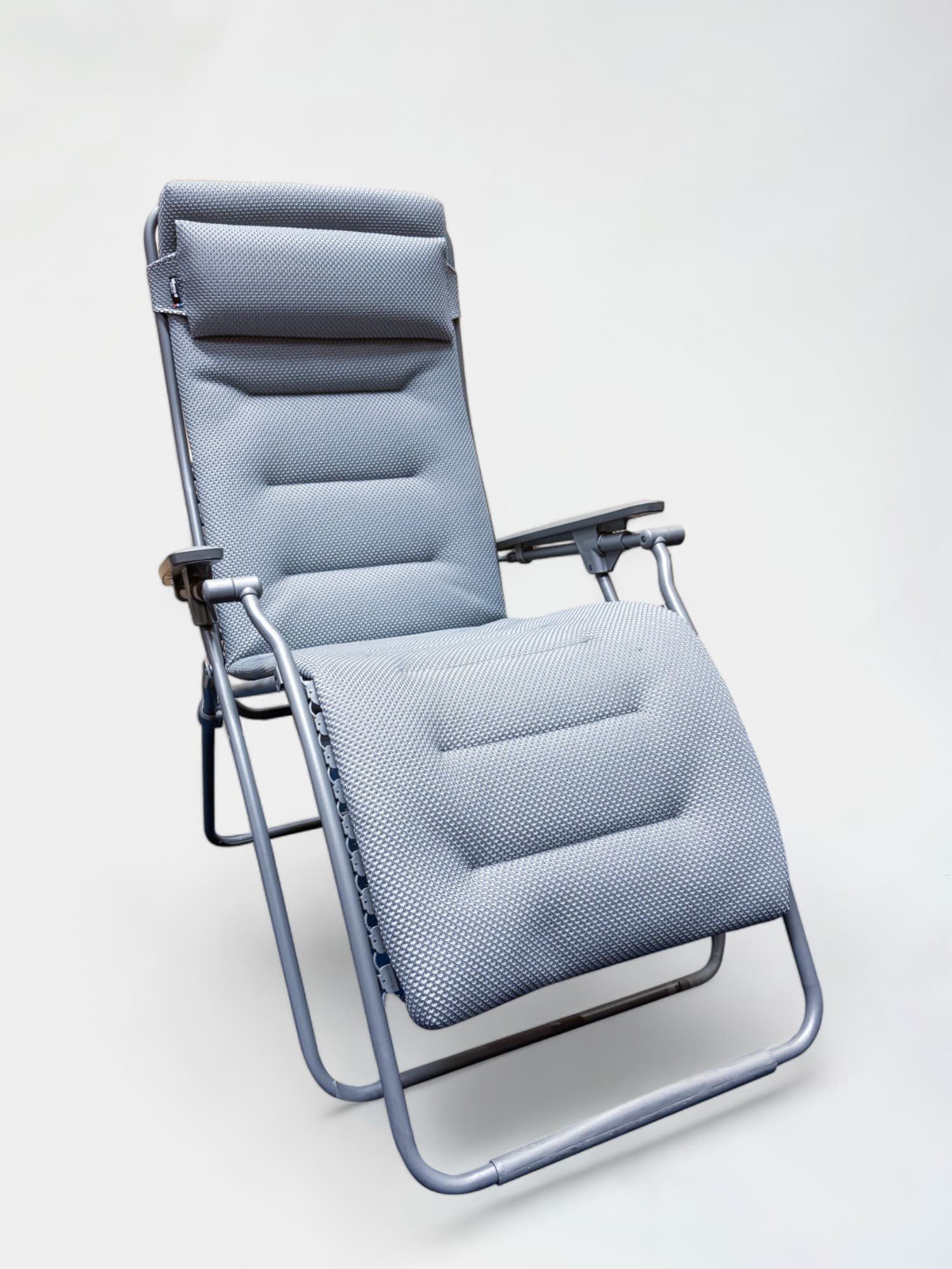 Lafuma Grey Fabric Reclining Chair with Adjustable Armrests and Headrest-0