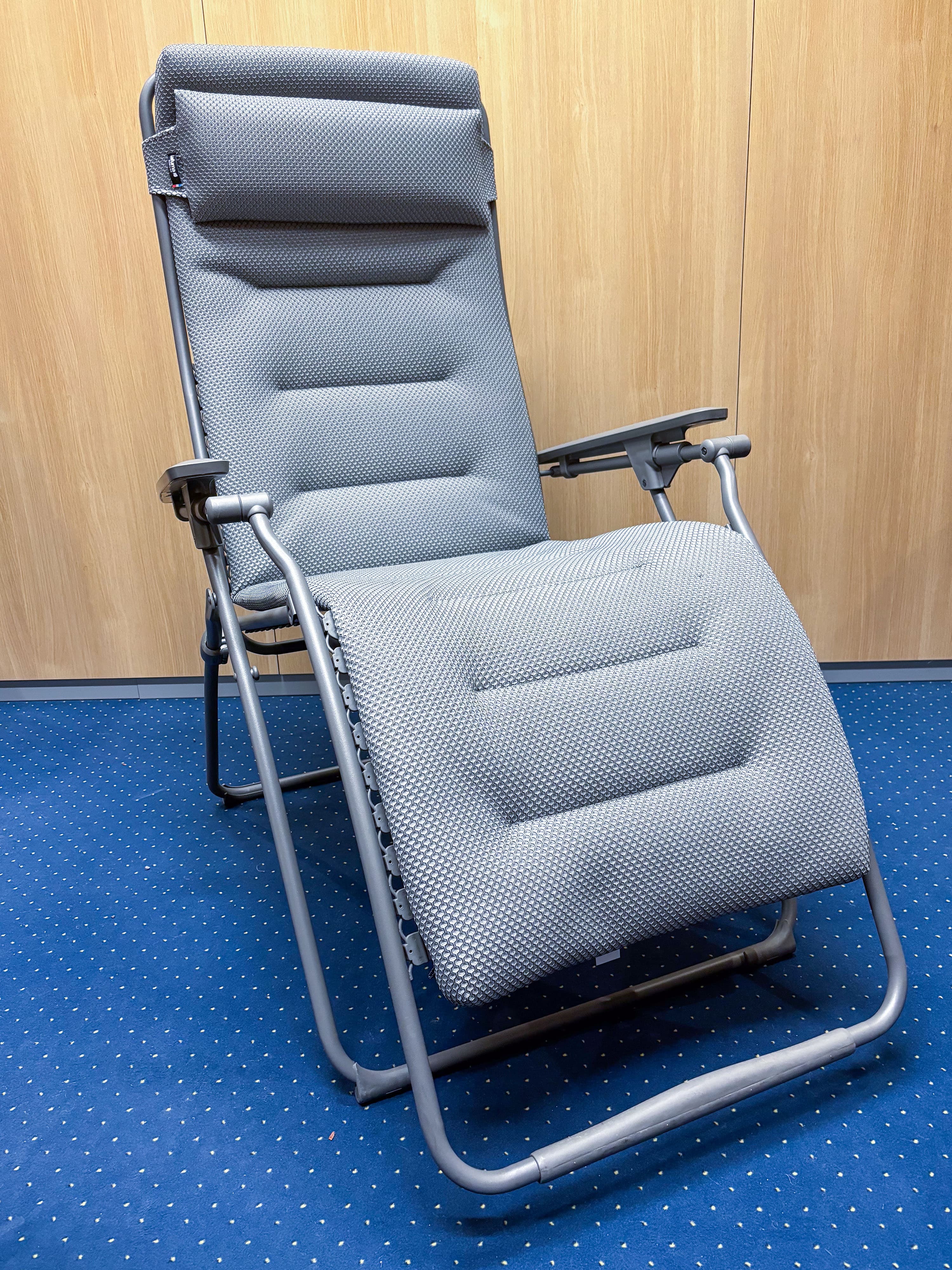 Lafuma Grey Fabric Reclining Chair with Adjustable Armrests and Headrest-4