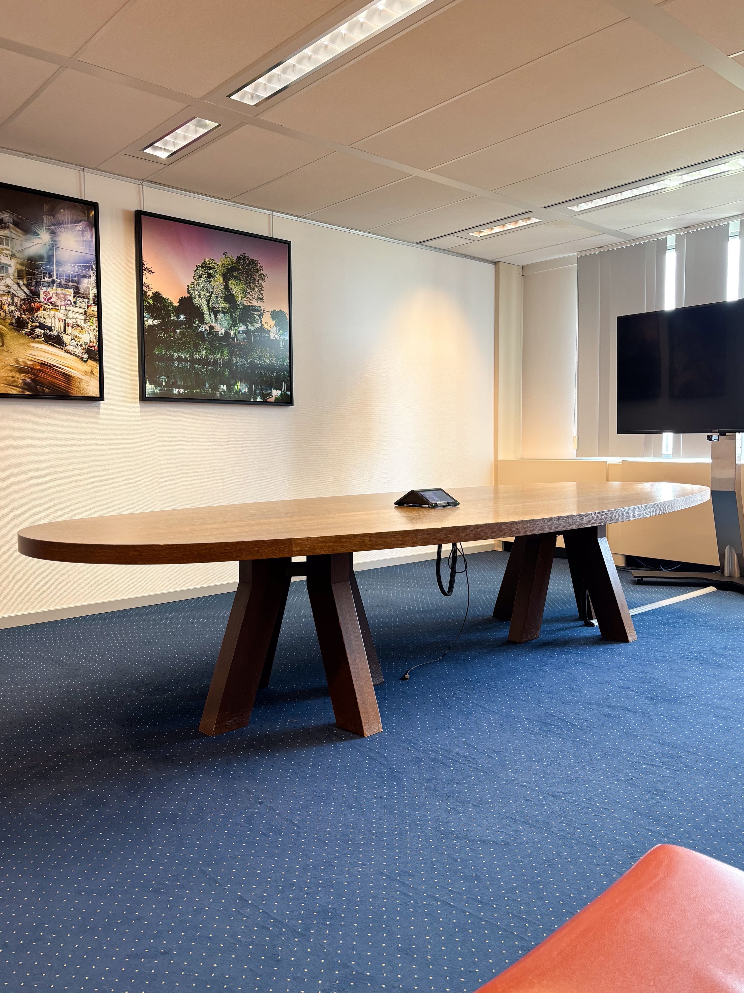 380 cm Natural Wooden Oval Conference Table-1