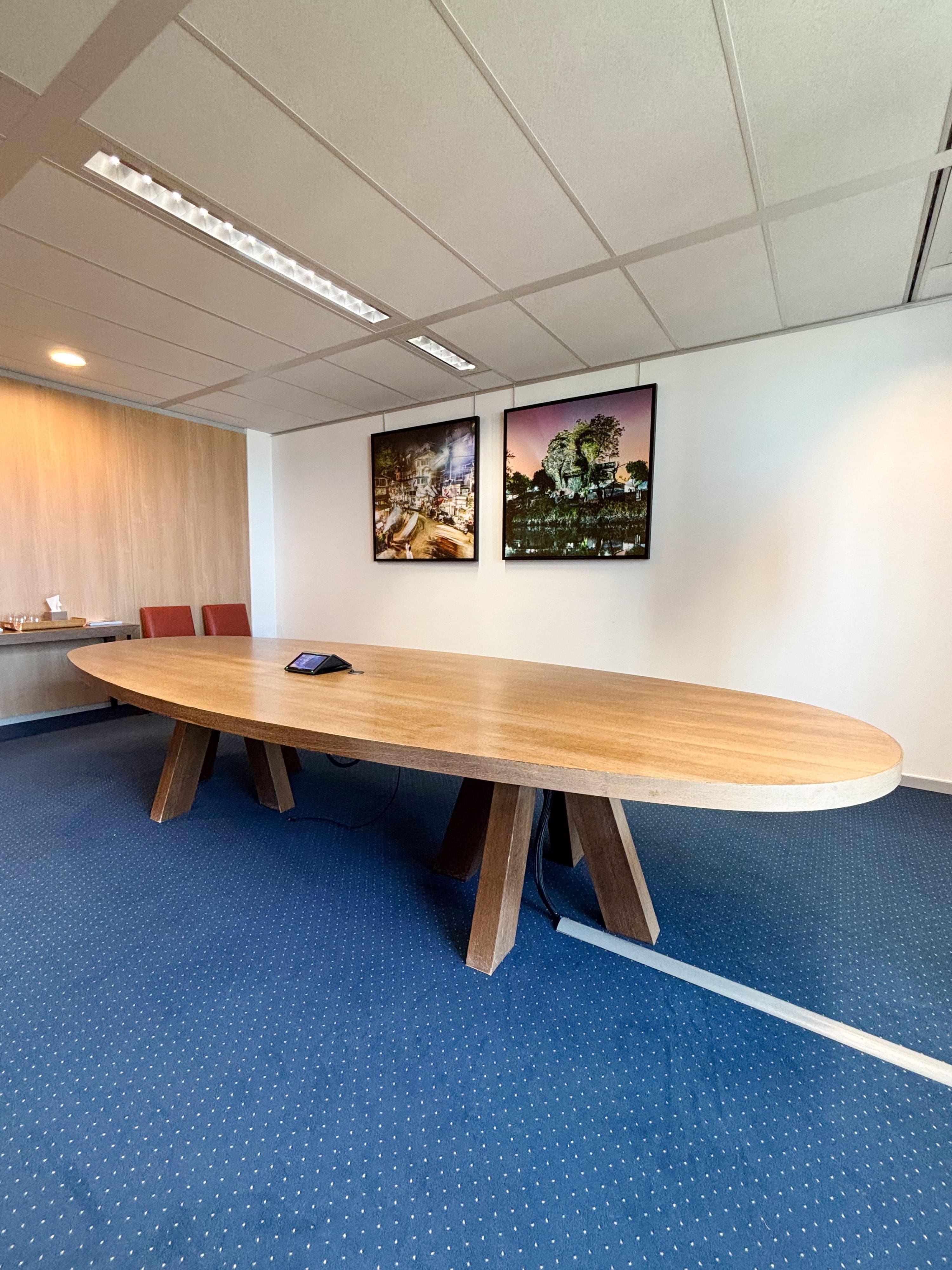 380 cm Natural Wooden Oval Conference Table-2
