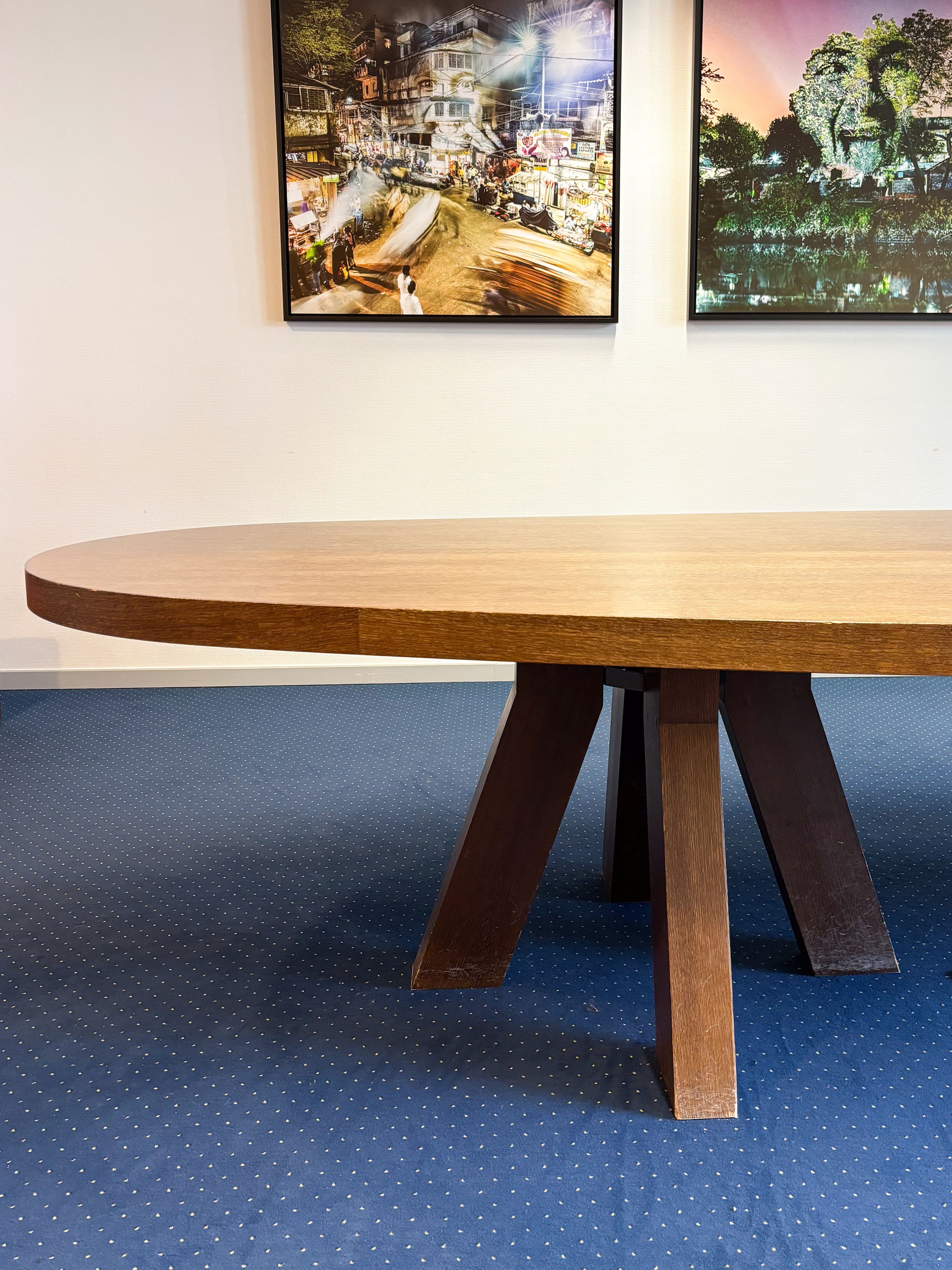 380 cm Natural Wooden Oval Conference Table-3