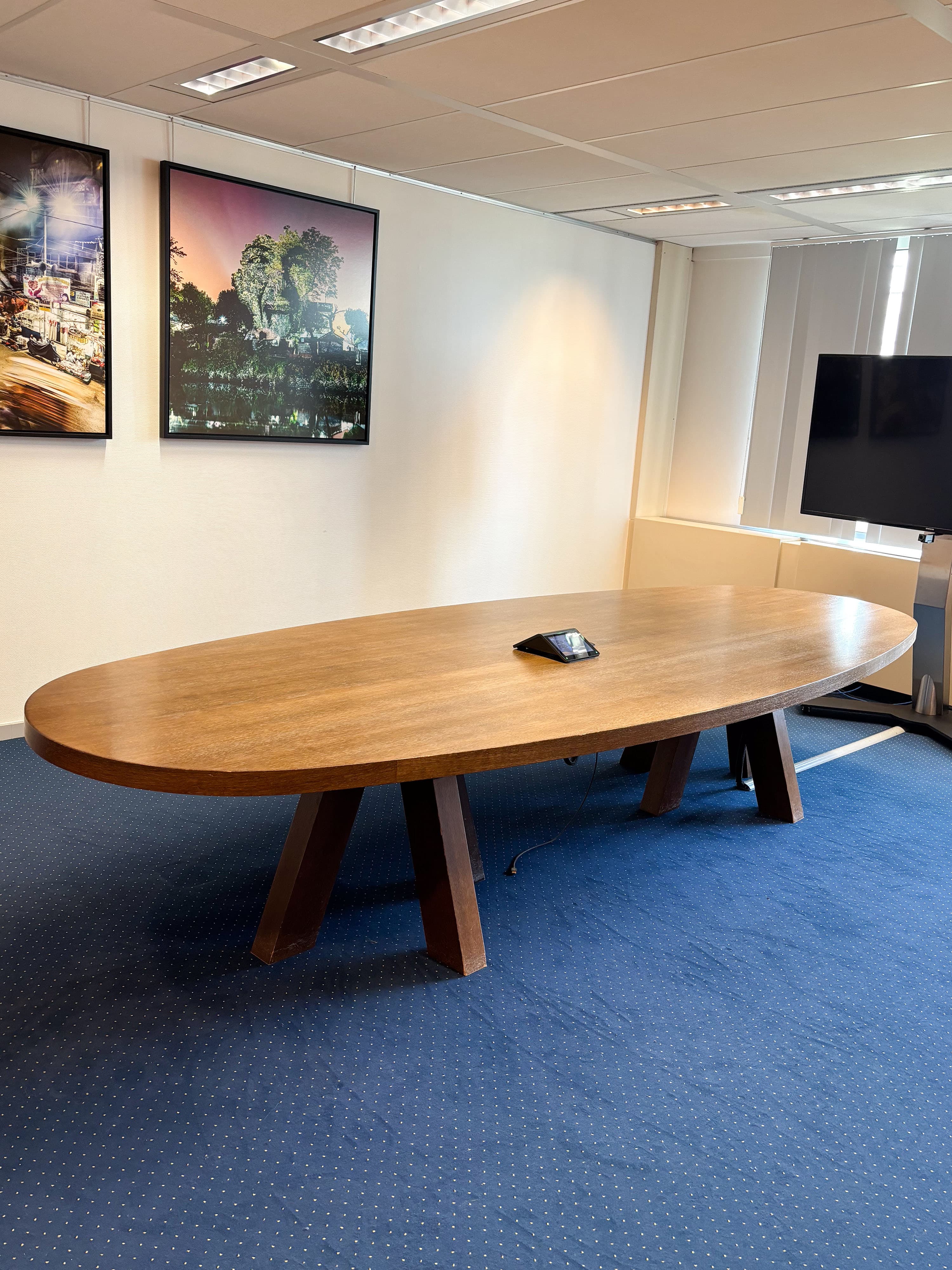 380 cm Natural Wooden Oval Conference Table-5