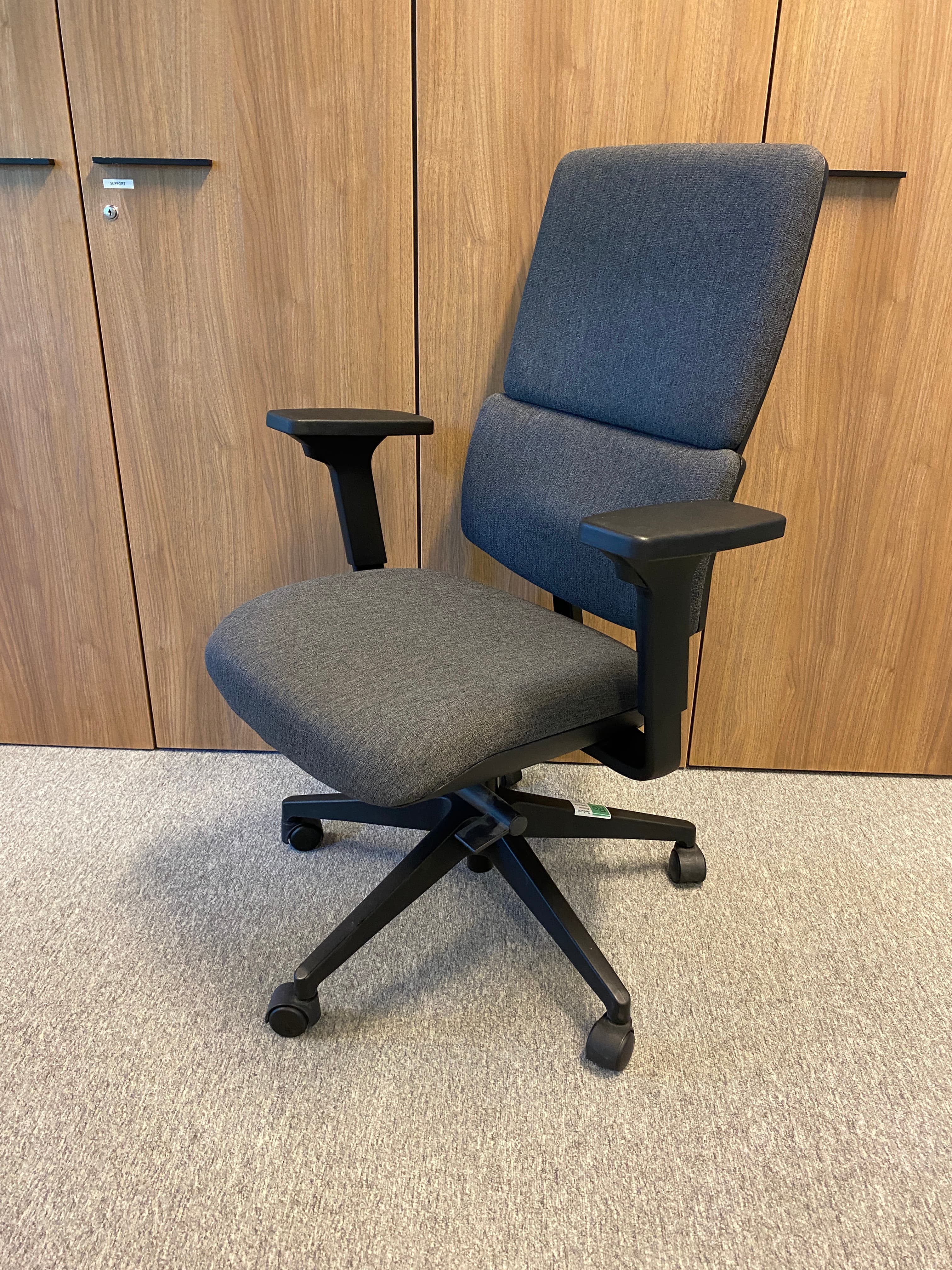 WIMAX SOKOA Grey Charcoal Fabric Office Chair with Adjustable Armrests and Lumbar Support-2