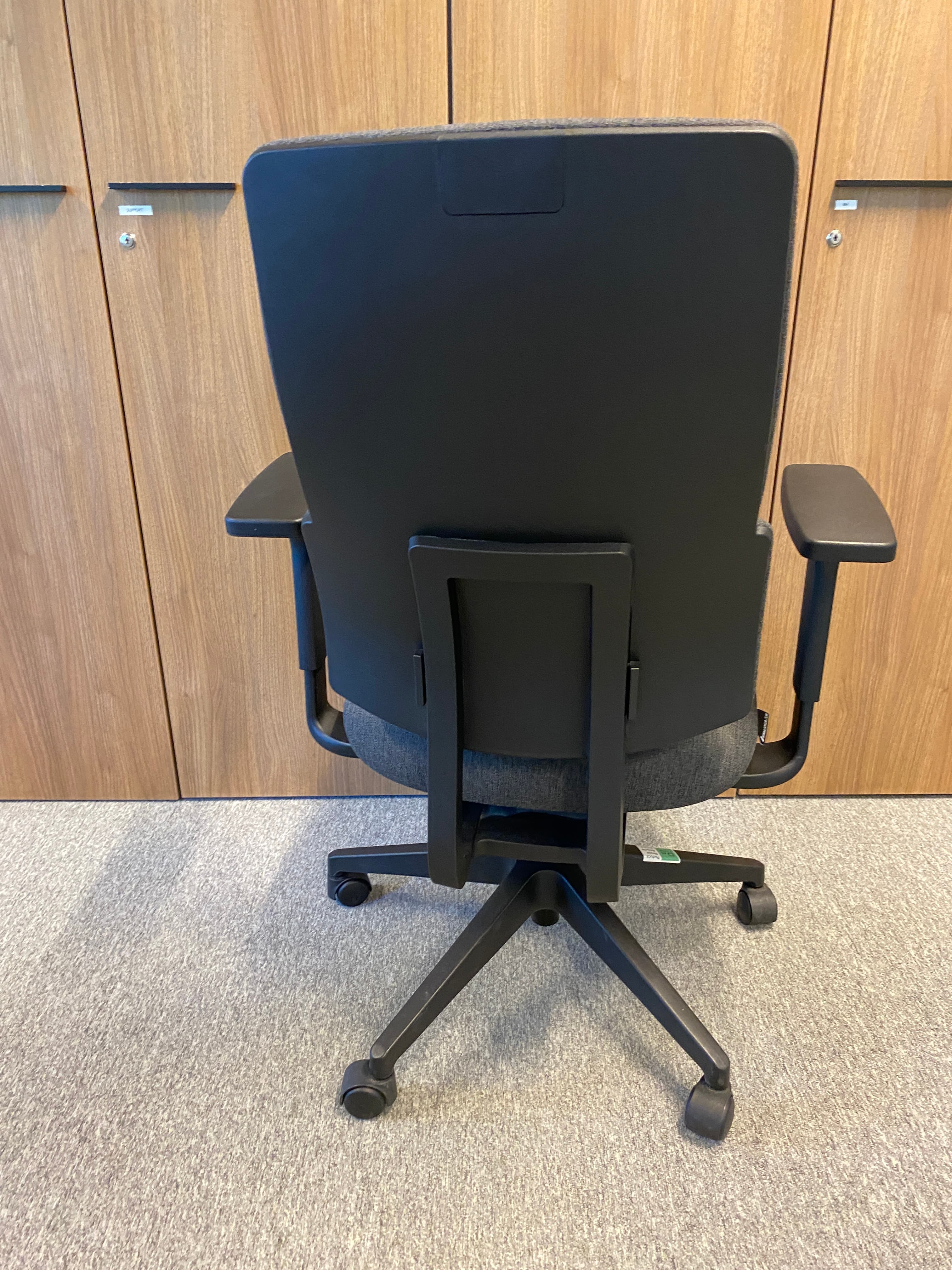 WIMAX SOKOA Grey Charcoal Fabric Office Chair with Adjustable Armrests and Lumbar Support-3