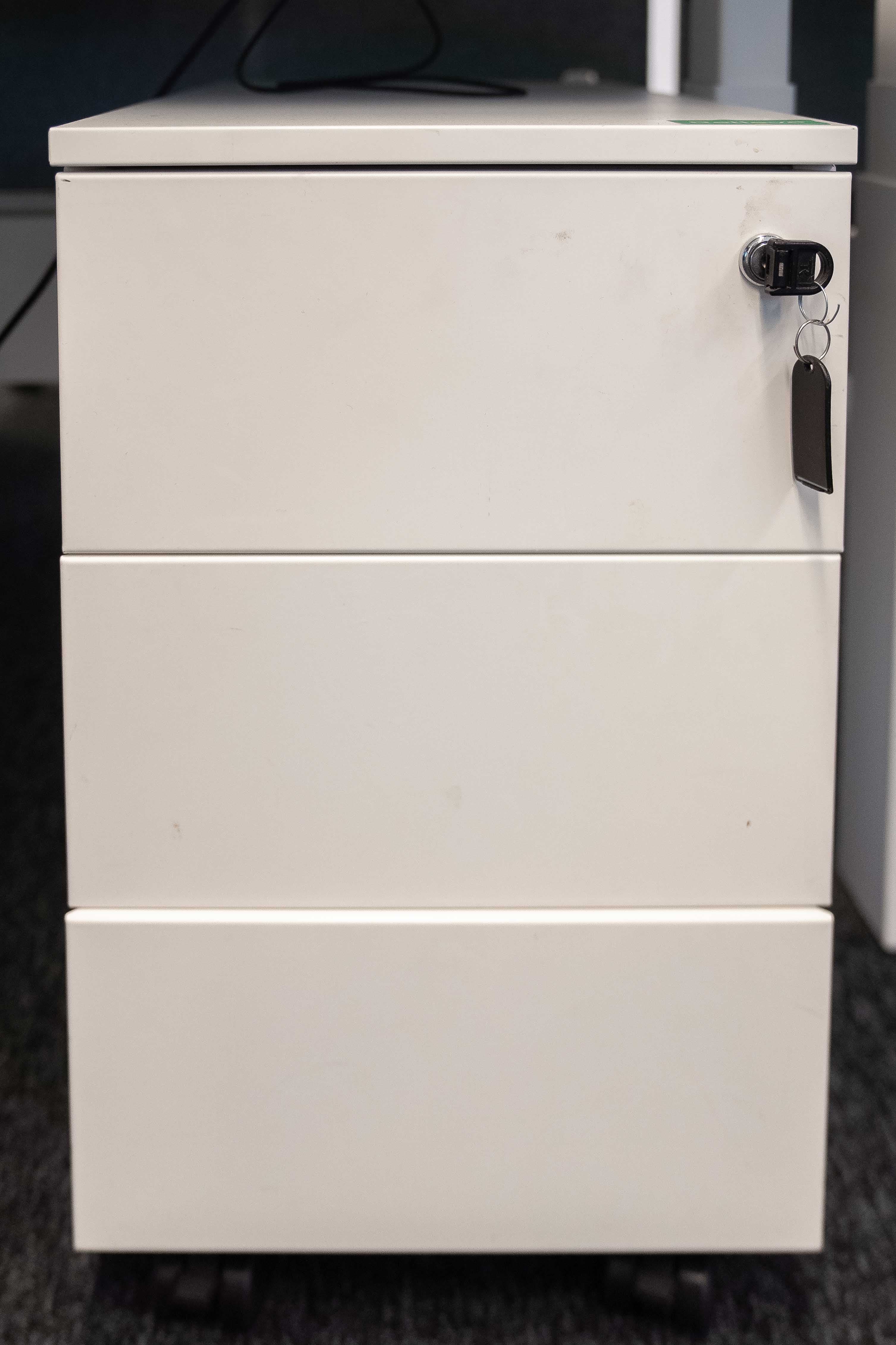 White Metal File Cabinet with Lock on wheels-0