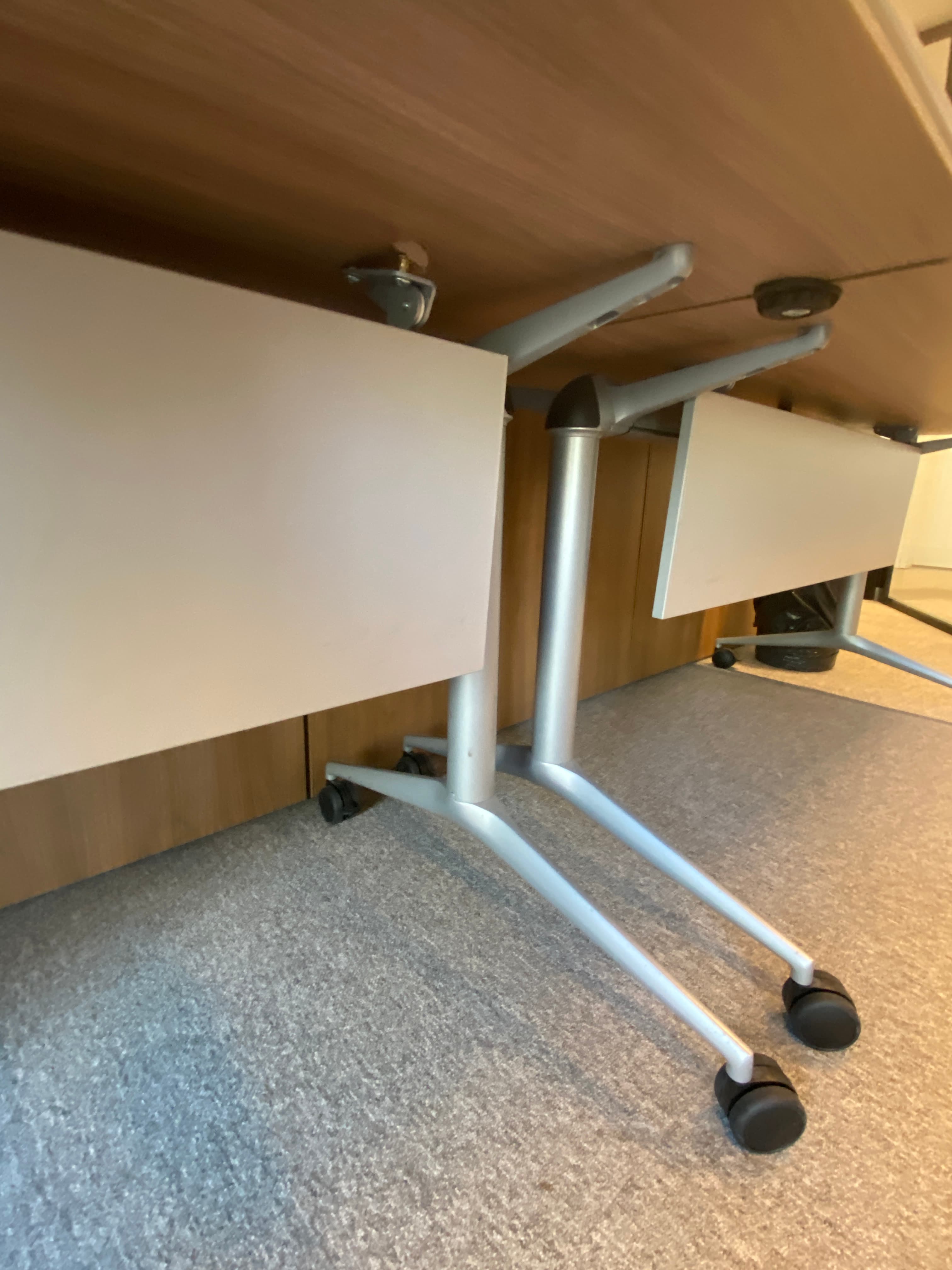 Light Oak Wood Grain Modular Conference Table with Integrated Power Outlets-3