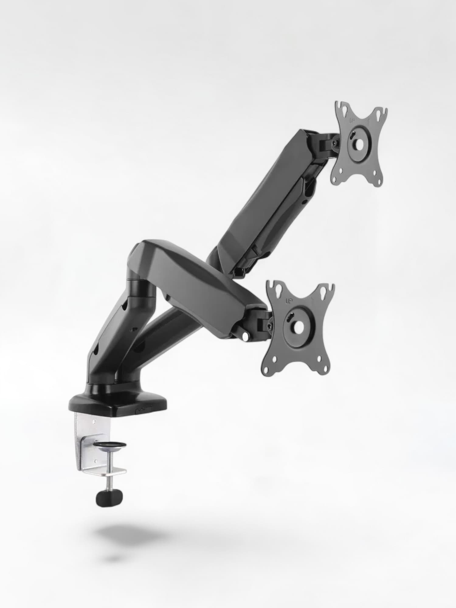 Black metal double monitor arm-0