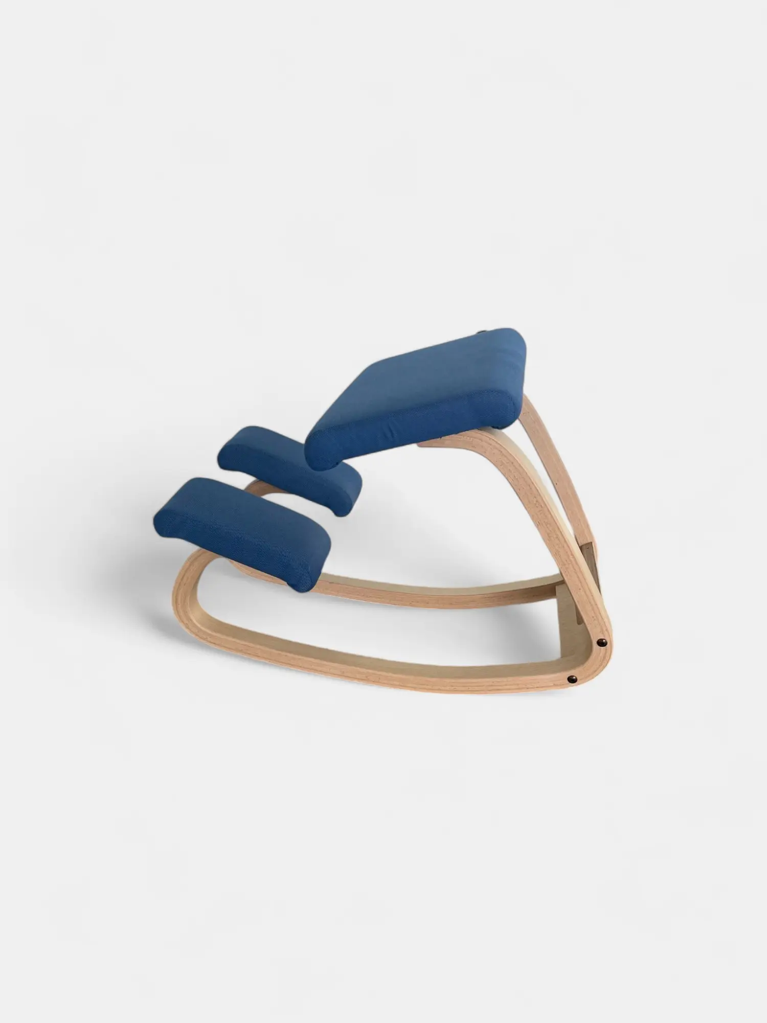 Blue Fabric Ergonomic Kneeling Chair with Natural Wood Frame-0