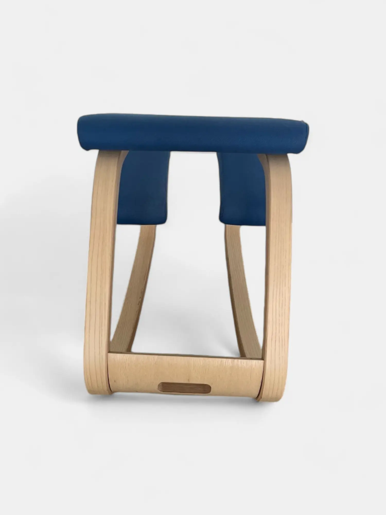 Blue Fabric Ergonomic Kneeling Chair with Natural Wood Frame-1