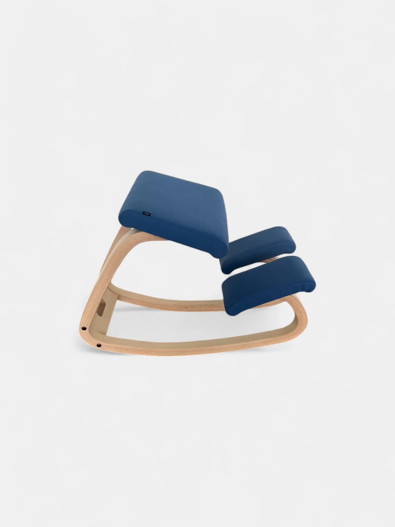 Blue Fabric Ergonomic Kneeling Chair with Natural Wood Frame-2