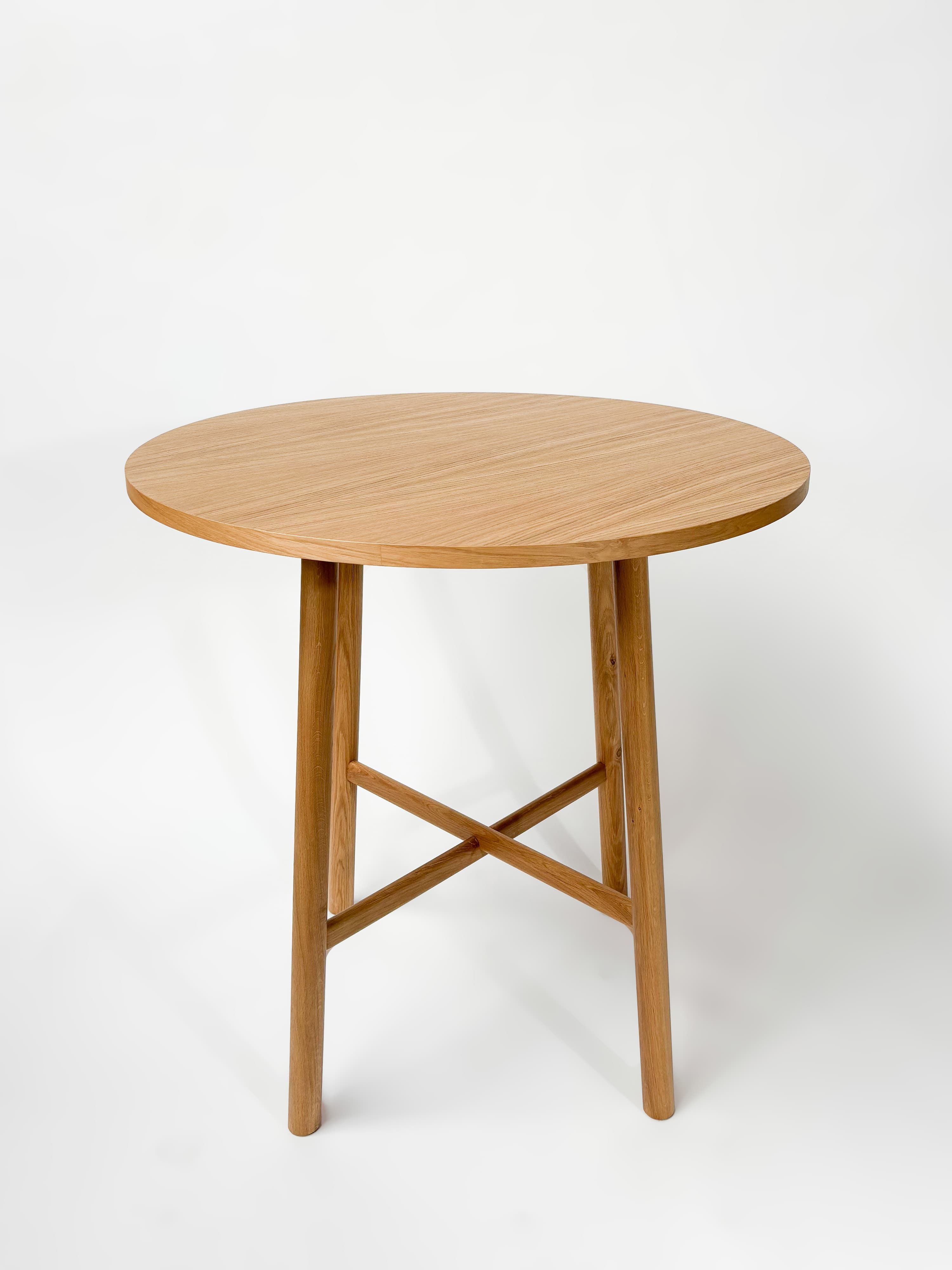 CRUSO Natural Oak High Wooden Round Table - 90cm-2