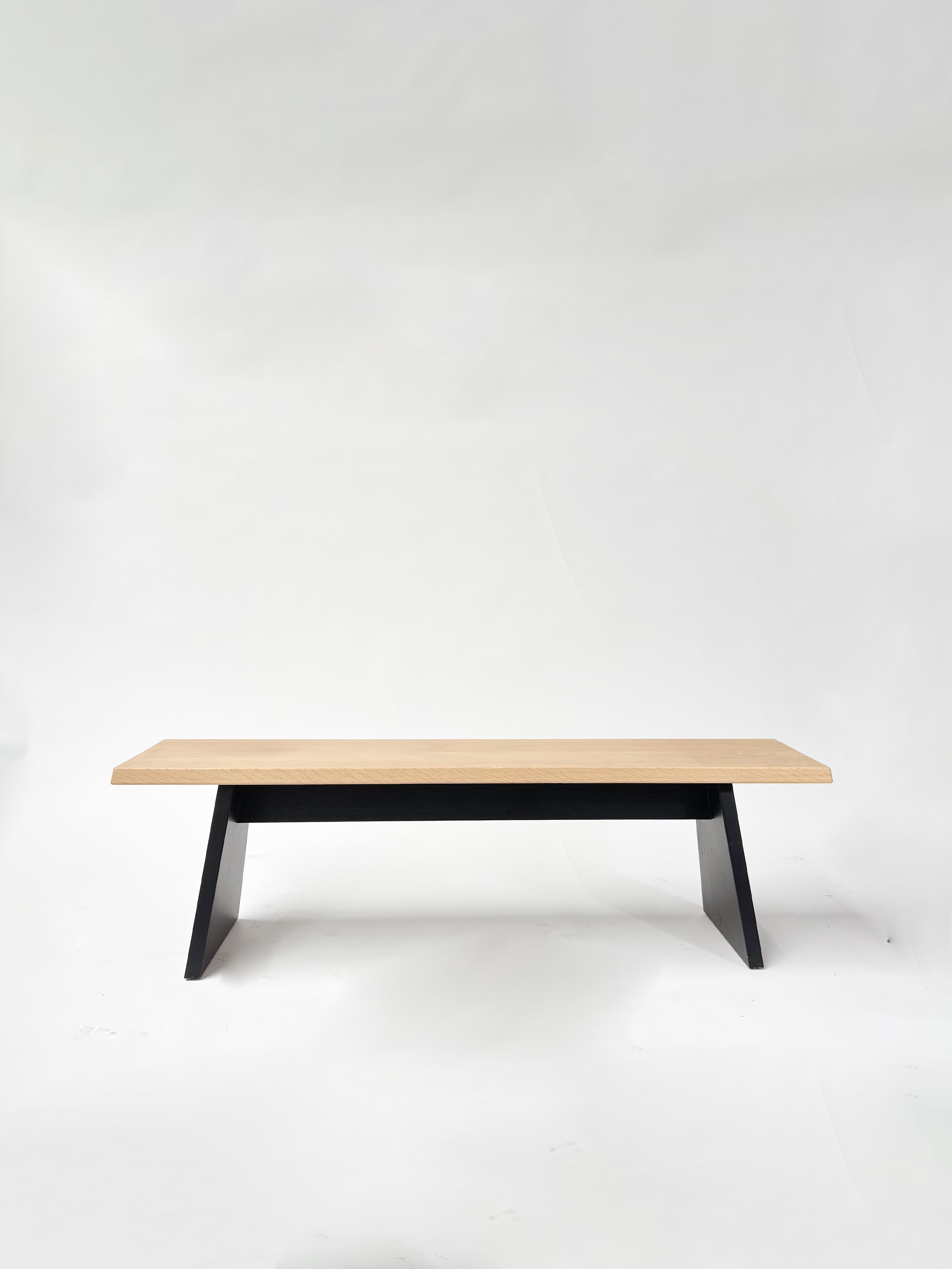 CRUSO Natural Oak Bench with Black Base - 150cm-1