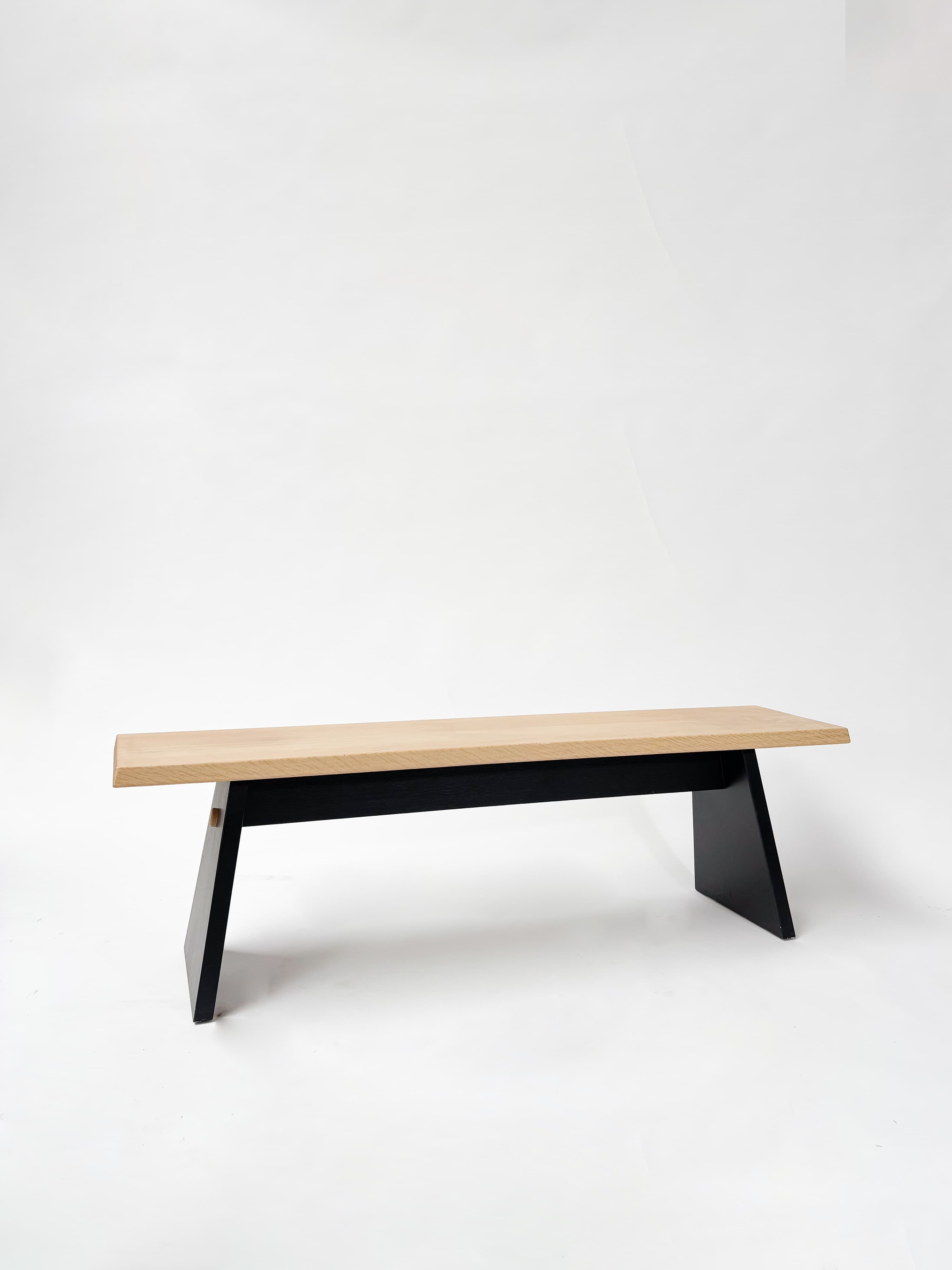 CRUSO Natural Oak Bench with Black Base - 150cm-0