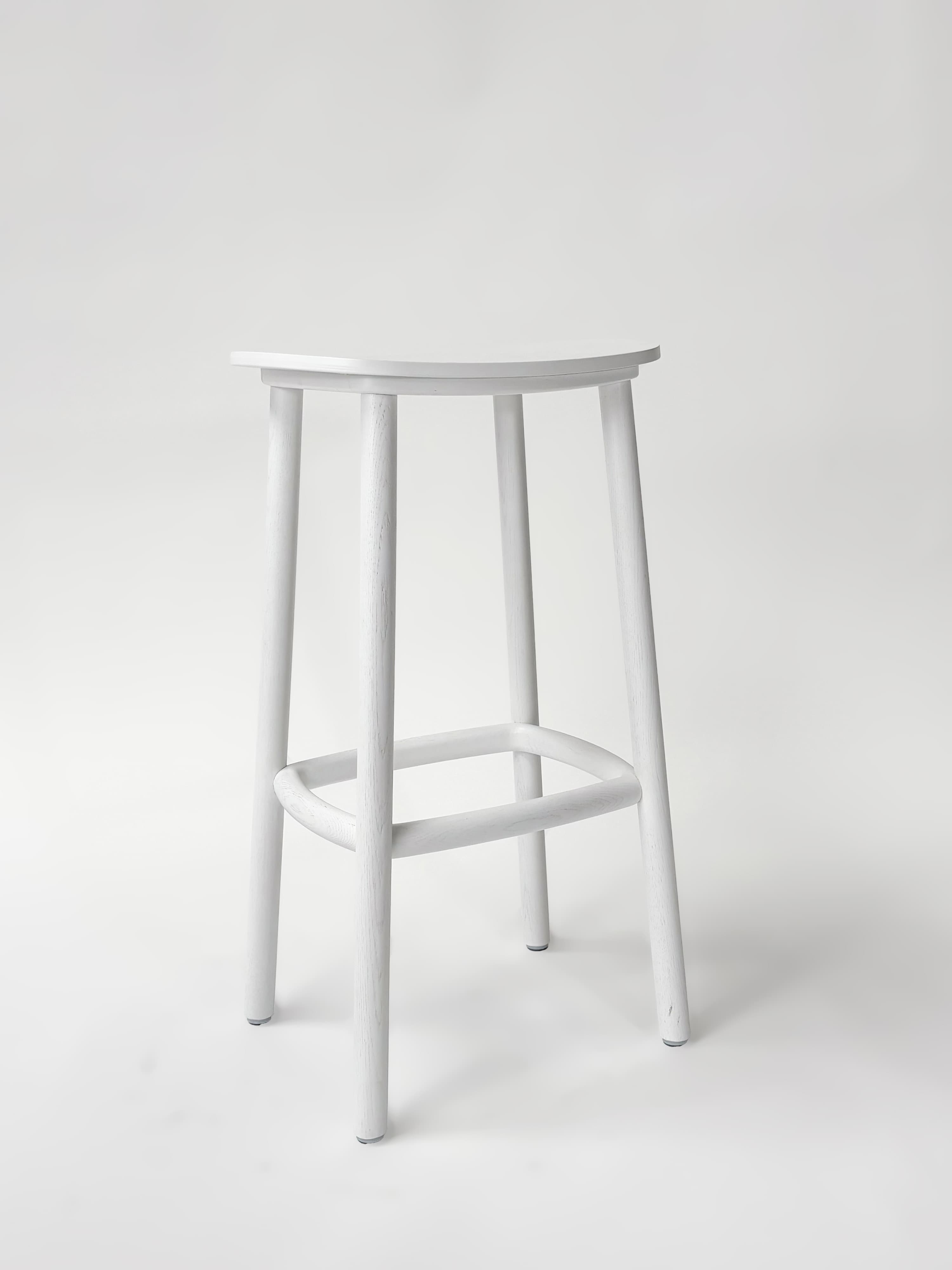 CRUSO White Wooden Stool - 75cm-3