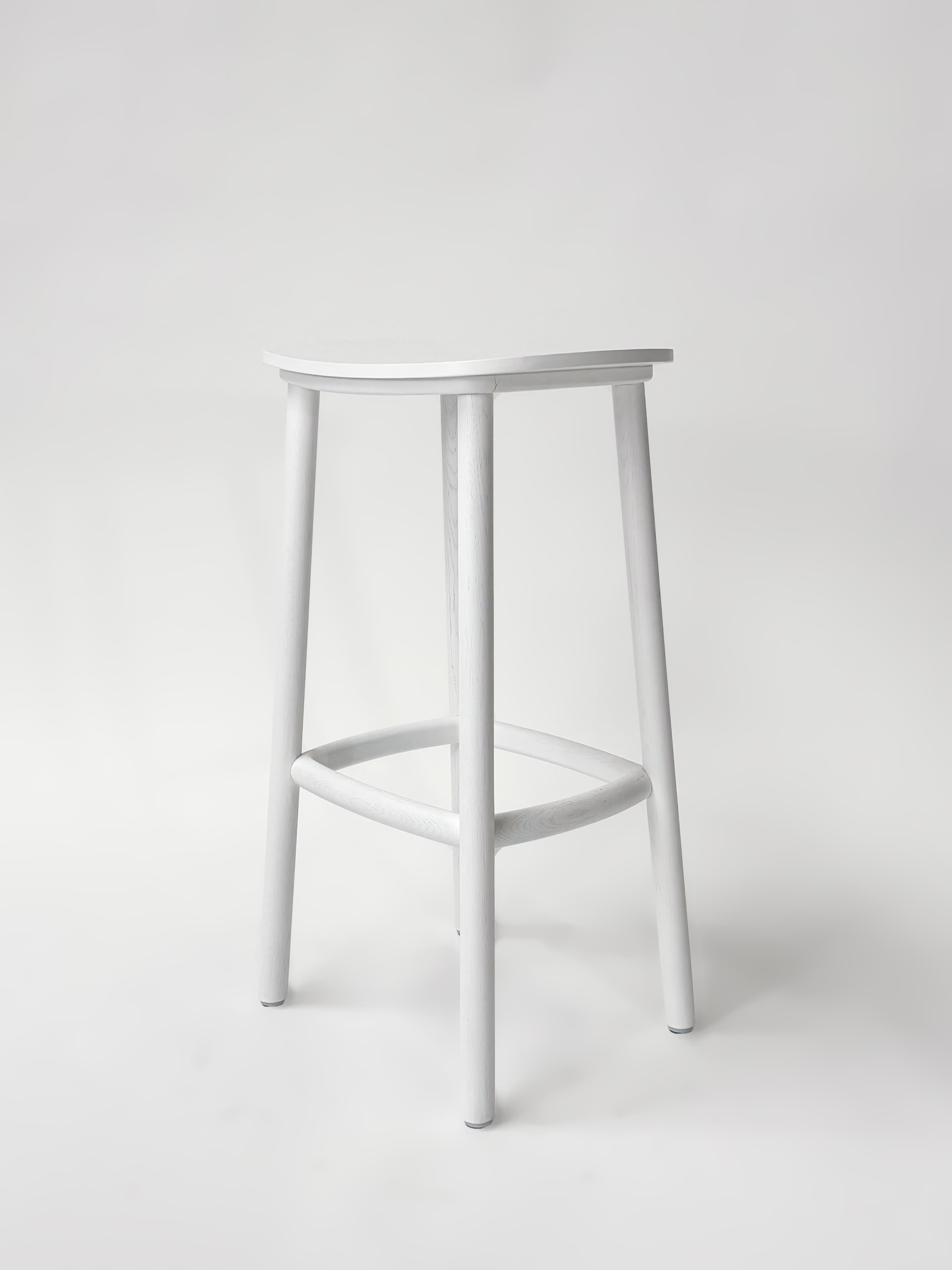 CRUSO White Wooden Stool - 75cm-2