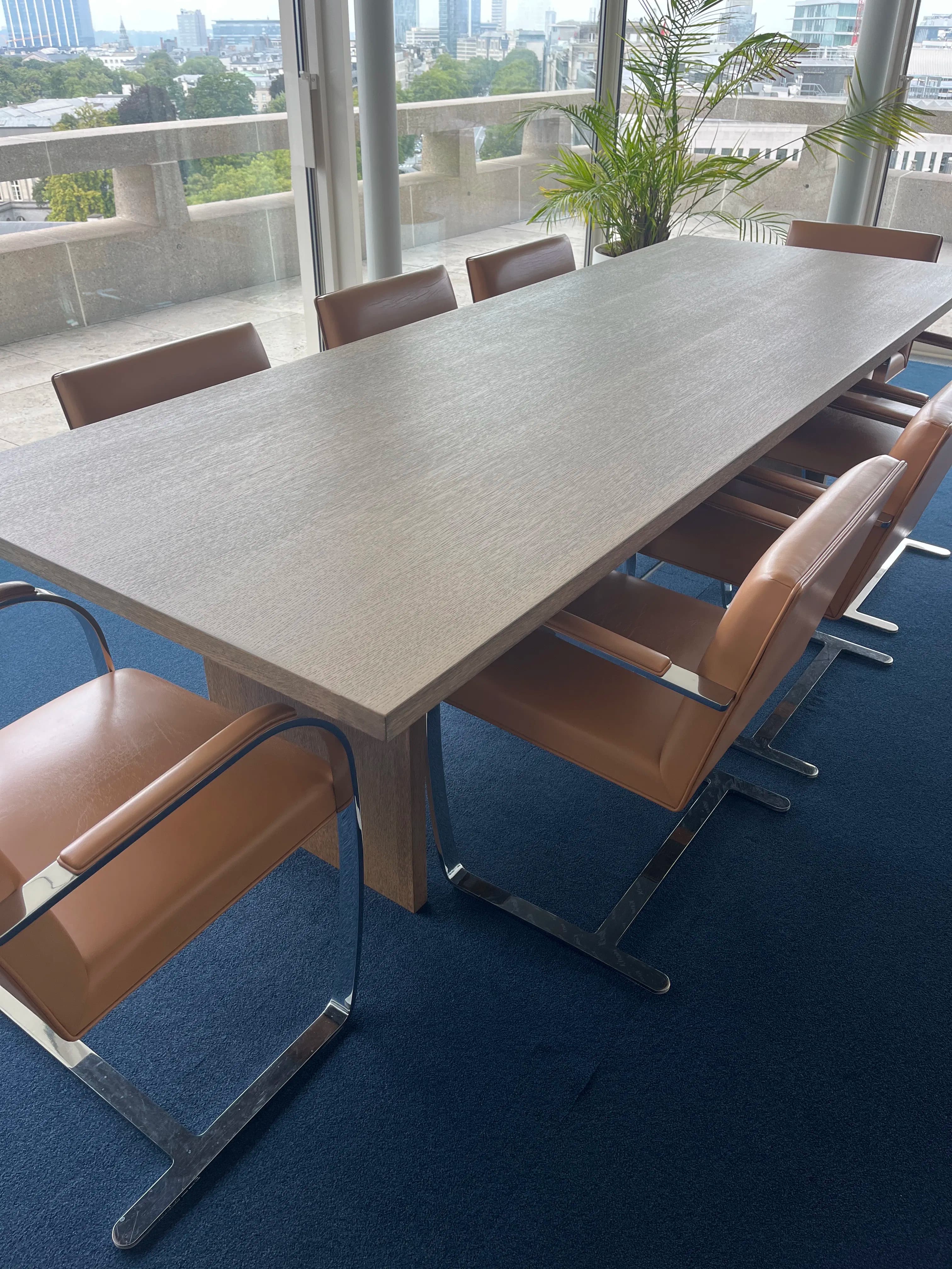 Rectangular Light Brown Wood meeting Table-0