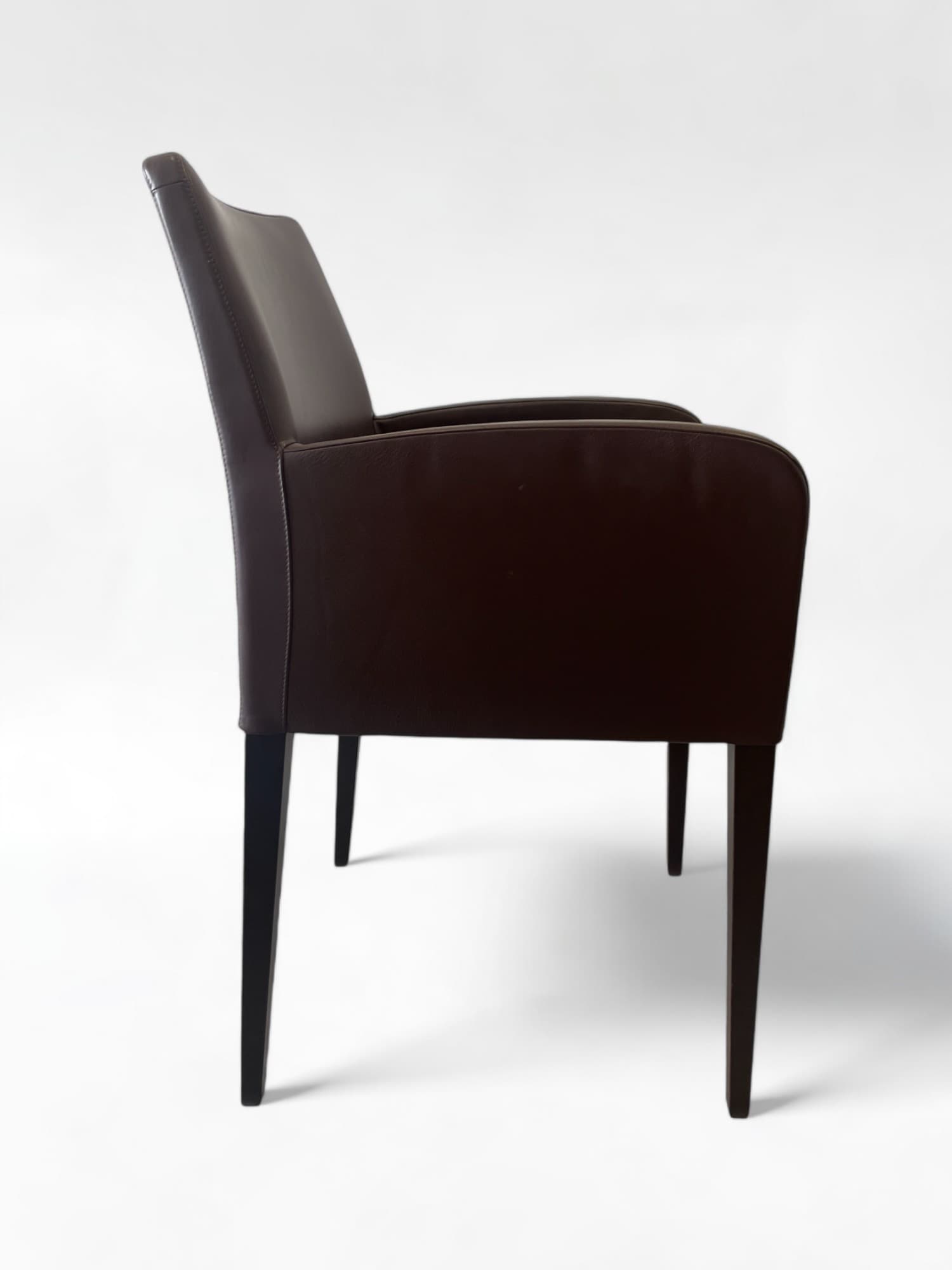 Poltrona Frau - Brown Leather Chair with Armrests-4