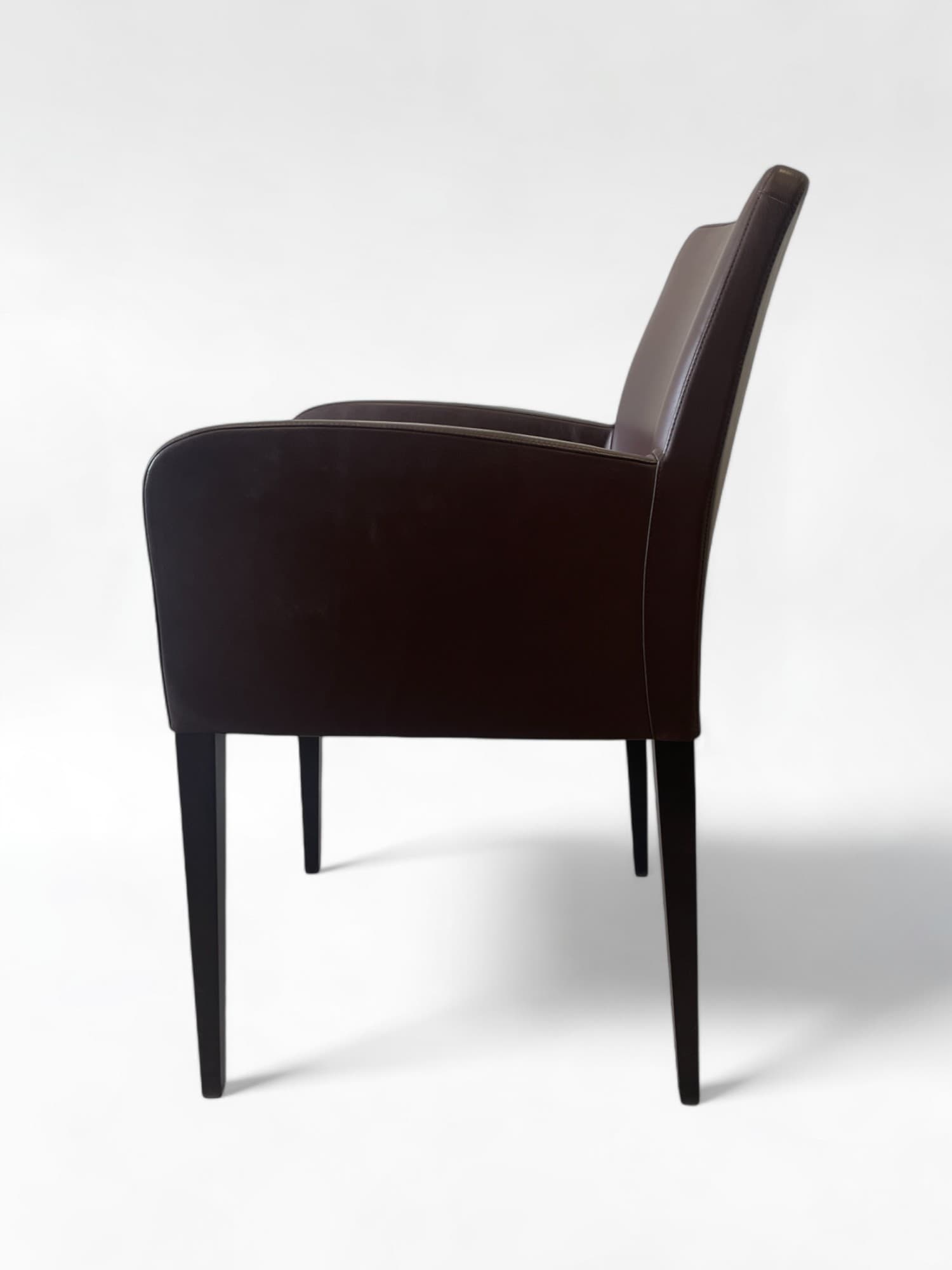 Poltrona Frau - Brown Leather Chair with Armrests-1