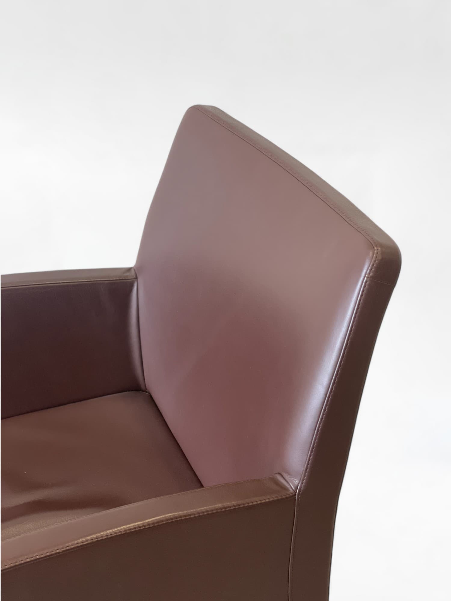 Poltrona Frau - Brown Leather Chair with Armrests-2