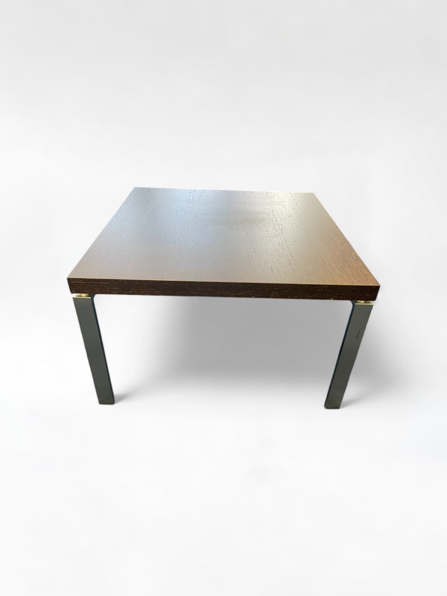 Brown wooden square coffee table with metal legs-0