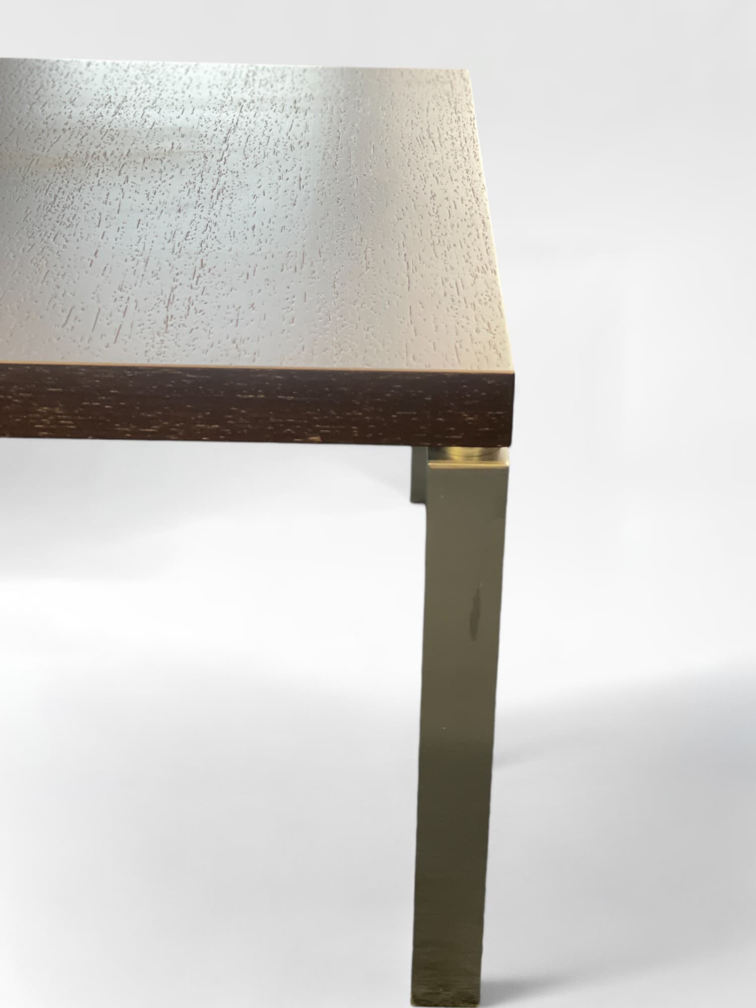 Brown wooden square coffee table with metal legs-1