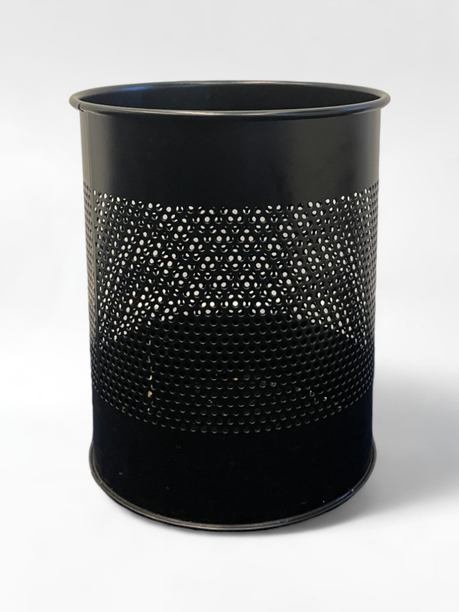 Bruneau Black metal waste bin with perforated design-0