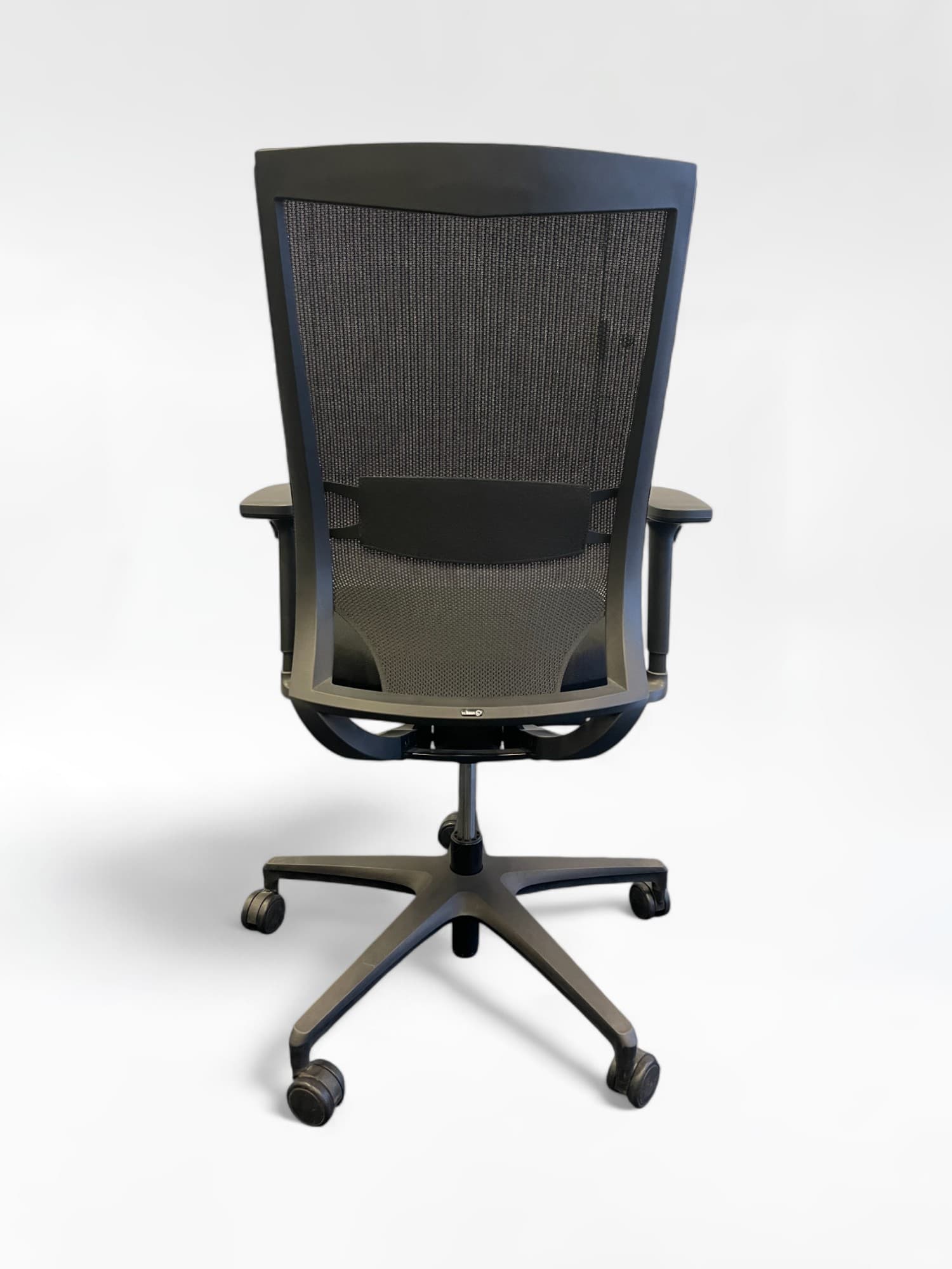 Black Office Chair with Mesh Back and Wheels-1