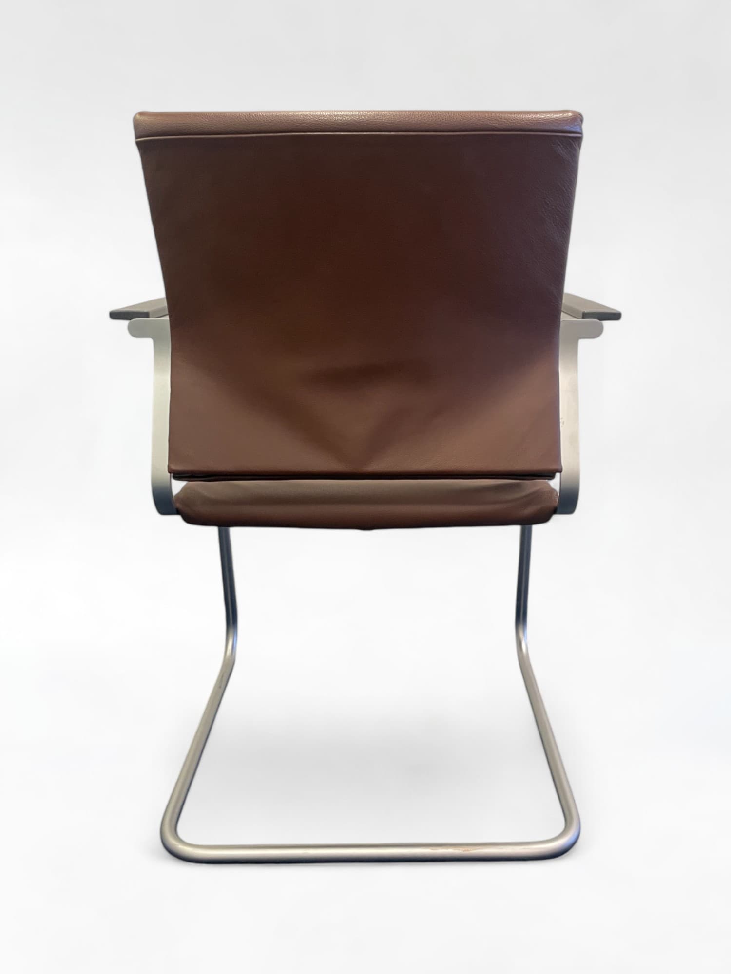 Wilkhahn Brown Leather meeting Chair with Armrests-3