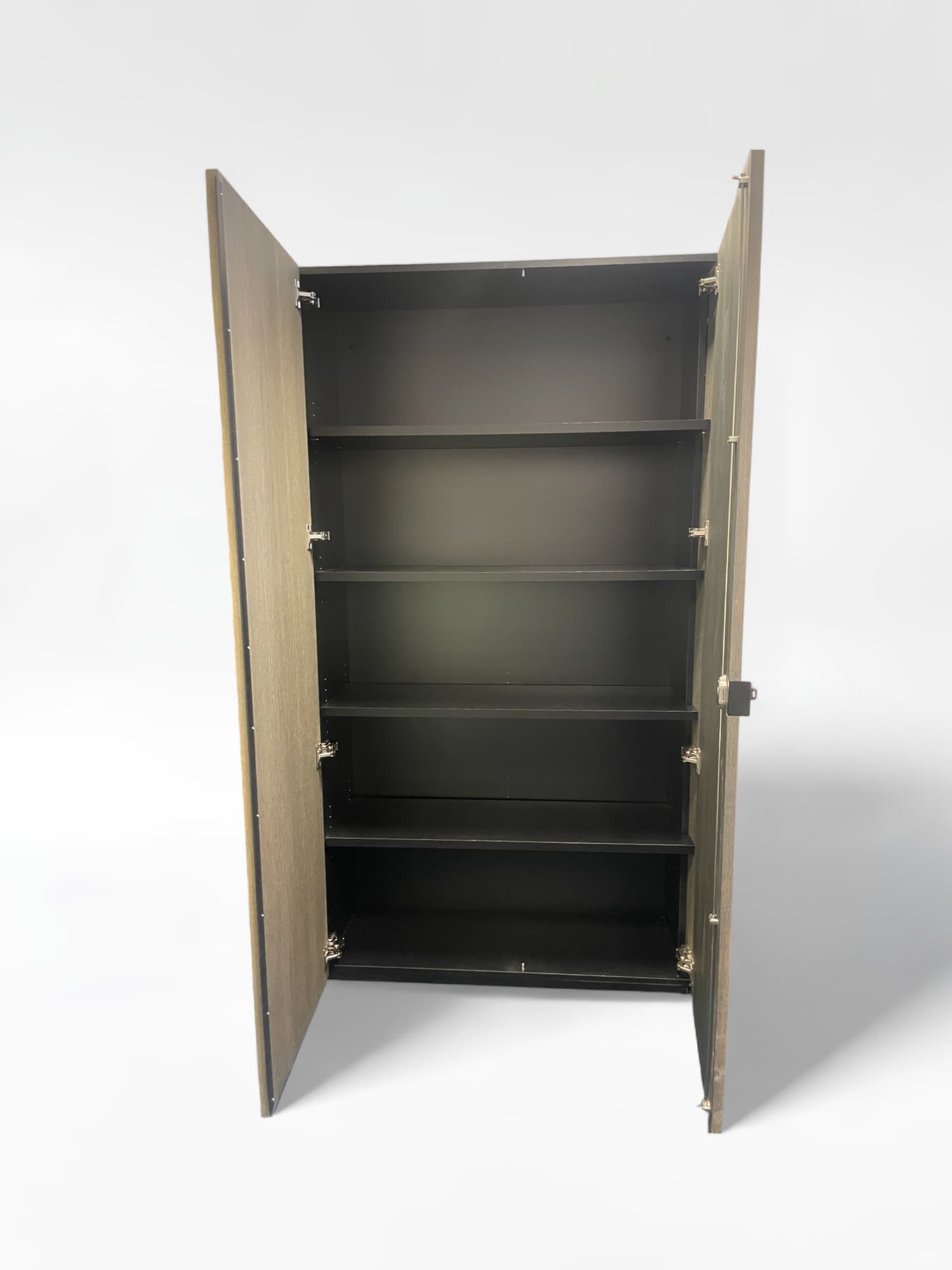 Brown Wood Cabinet with Multiple Shelves-1